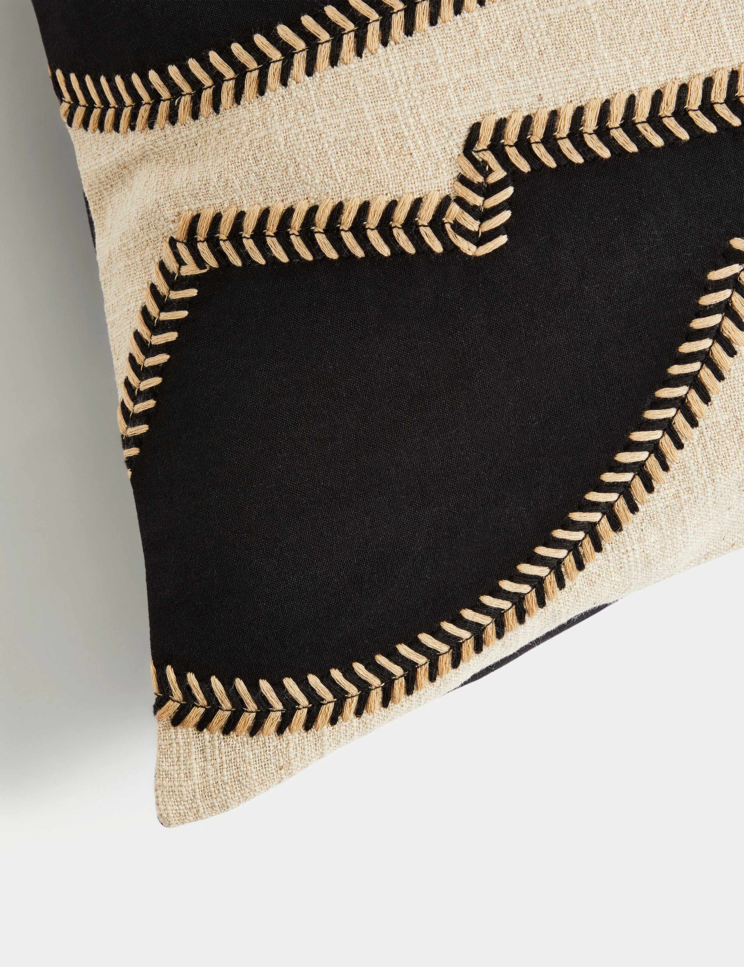 Cotton Embroidered Bolster Cushion with Linen 4 of 5