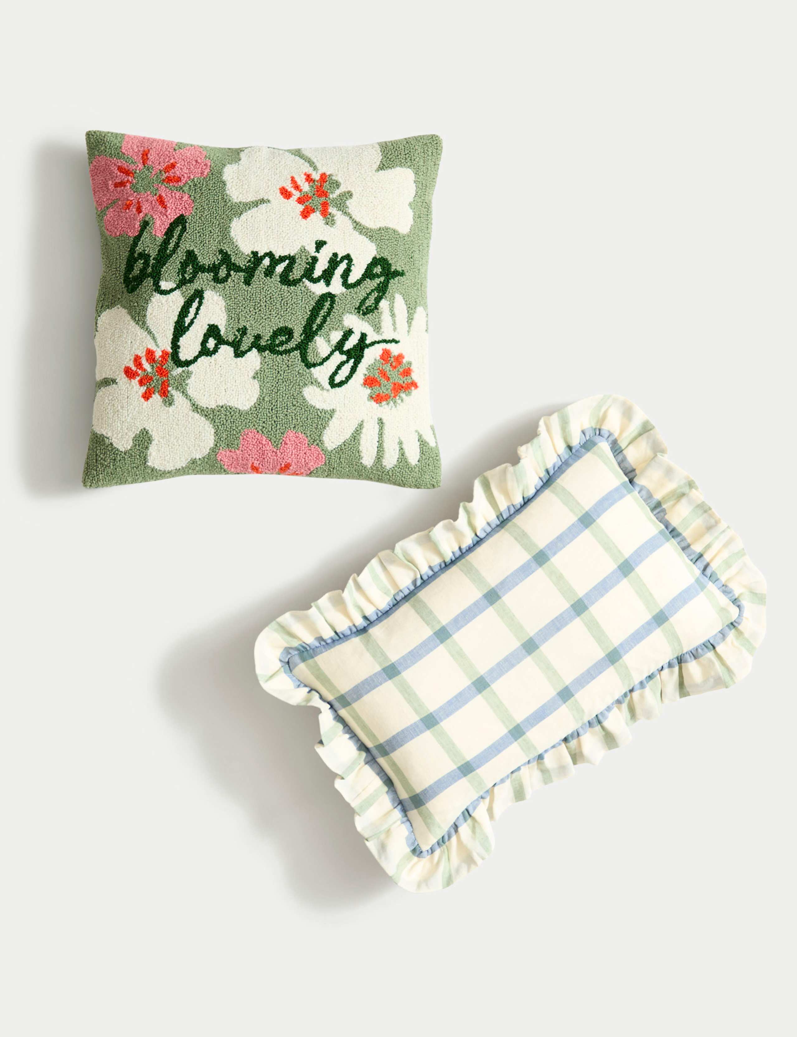 Cotton with Linen Checked Bolster Cushion 5 of 7