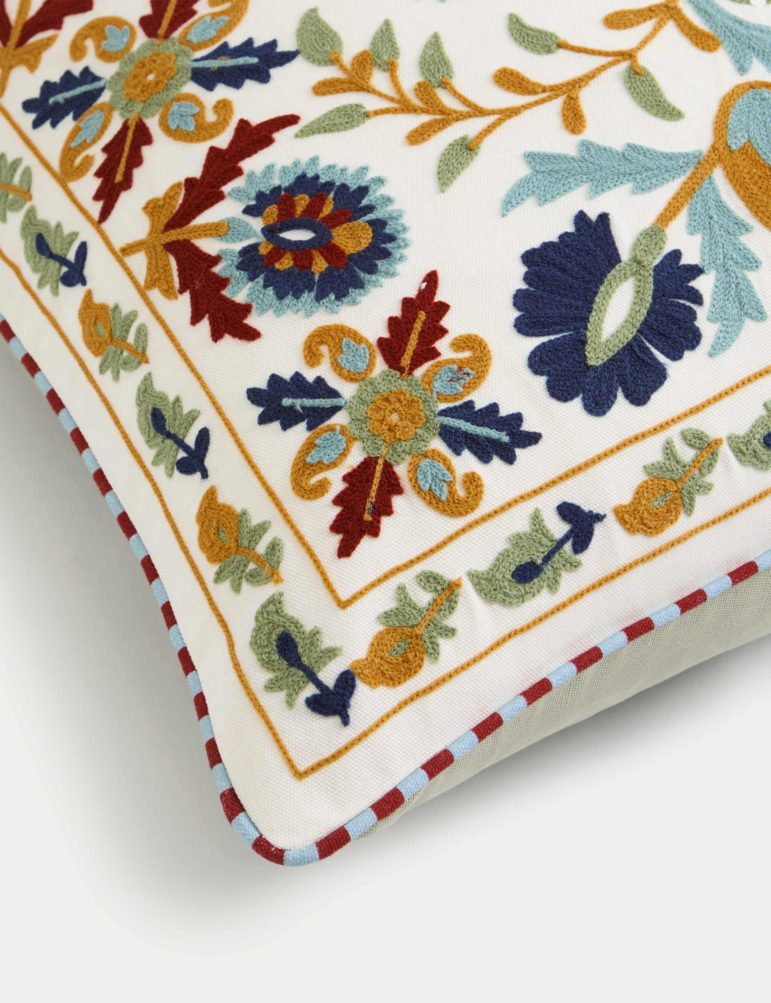 Pure Cotton Floral Embroidered Cushion 4 of 4