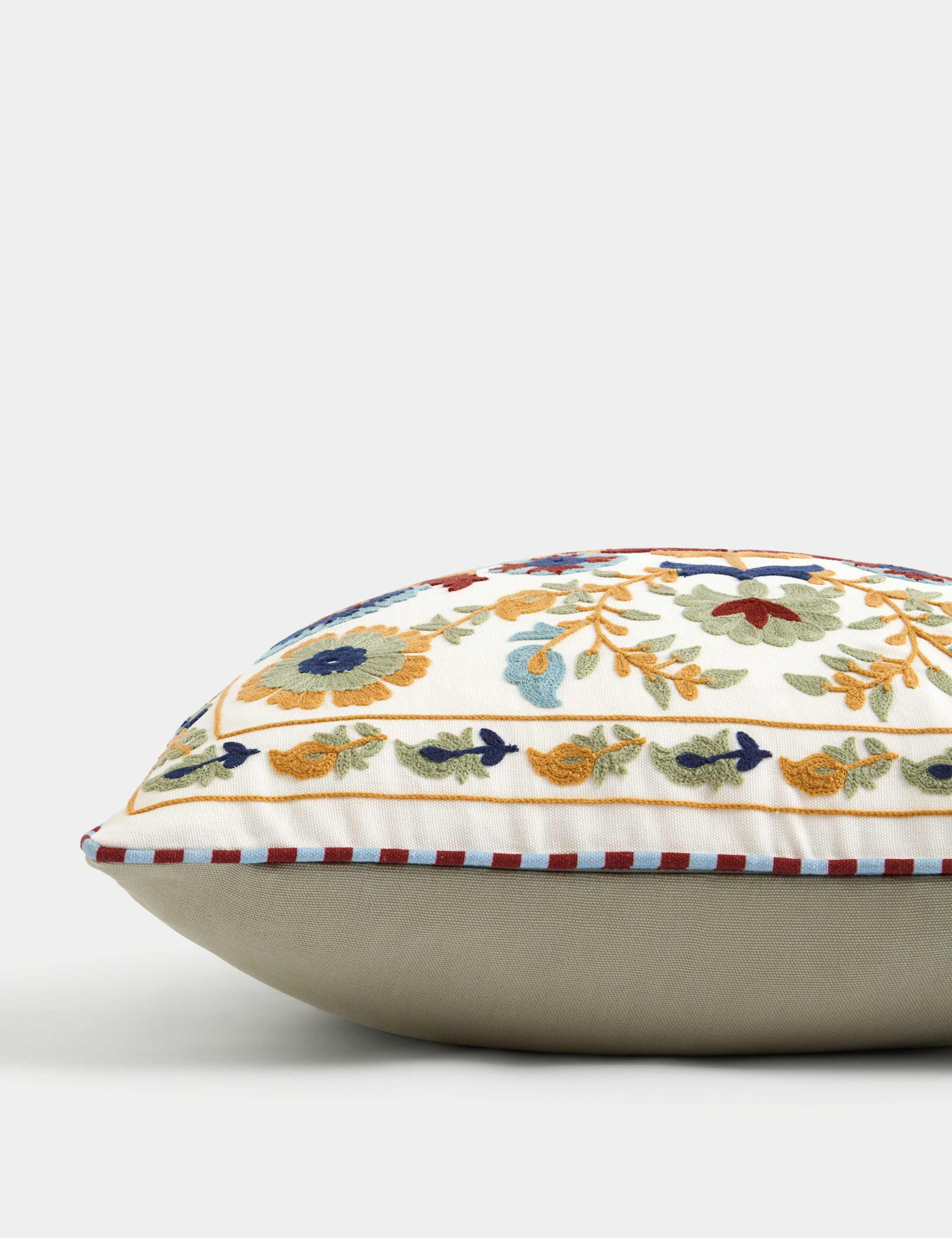Pure Cotton Floral Embroidered Cushion 2 of 4