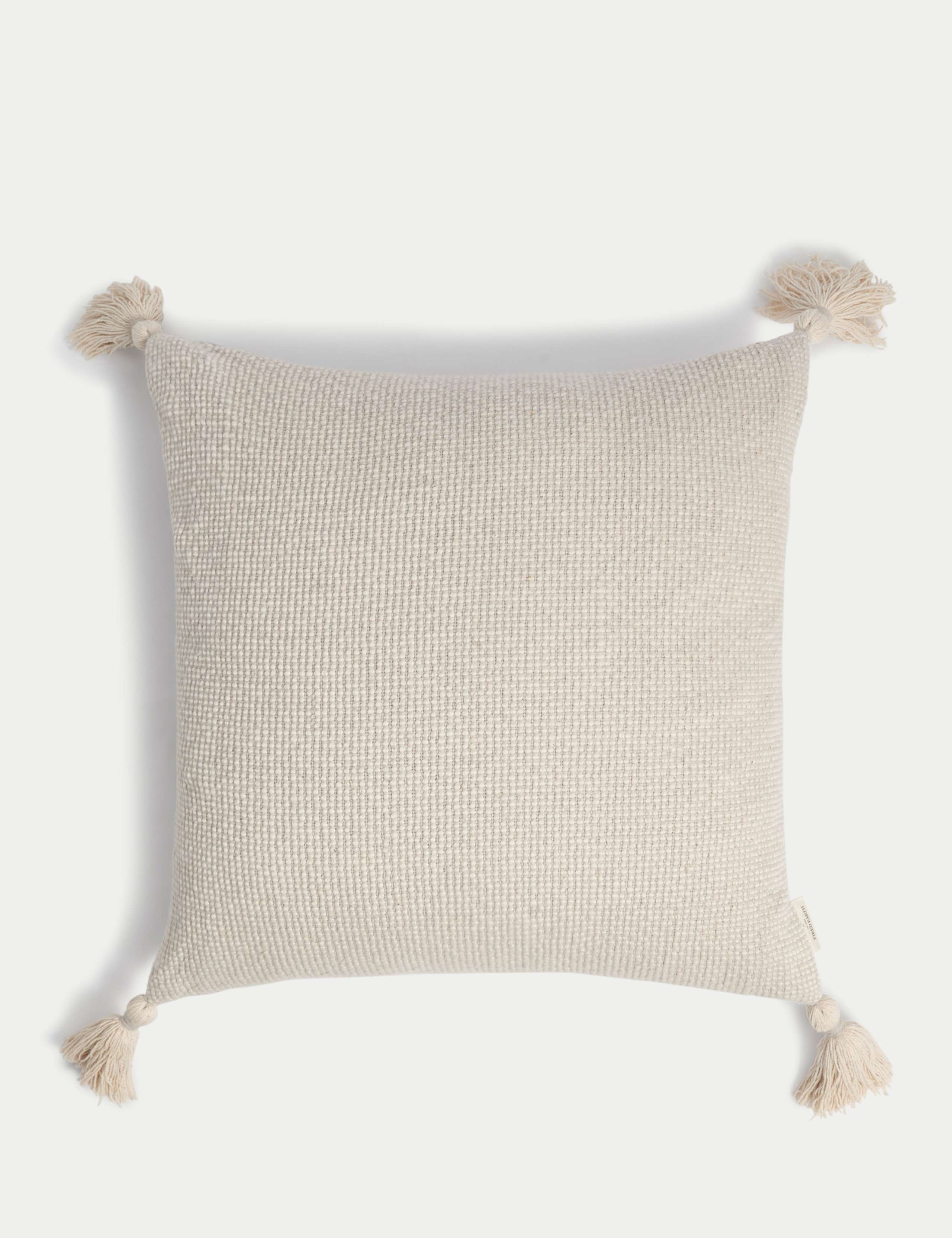 Pure Cotton Textured Tasselled Cushion 1 of 4