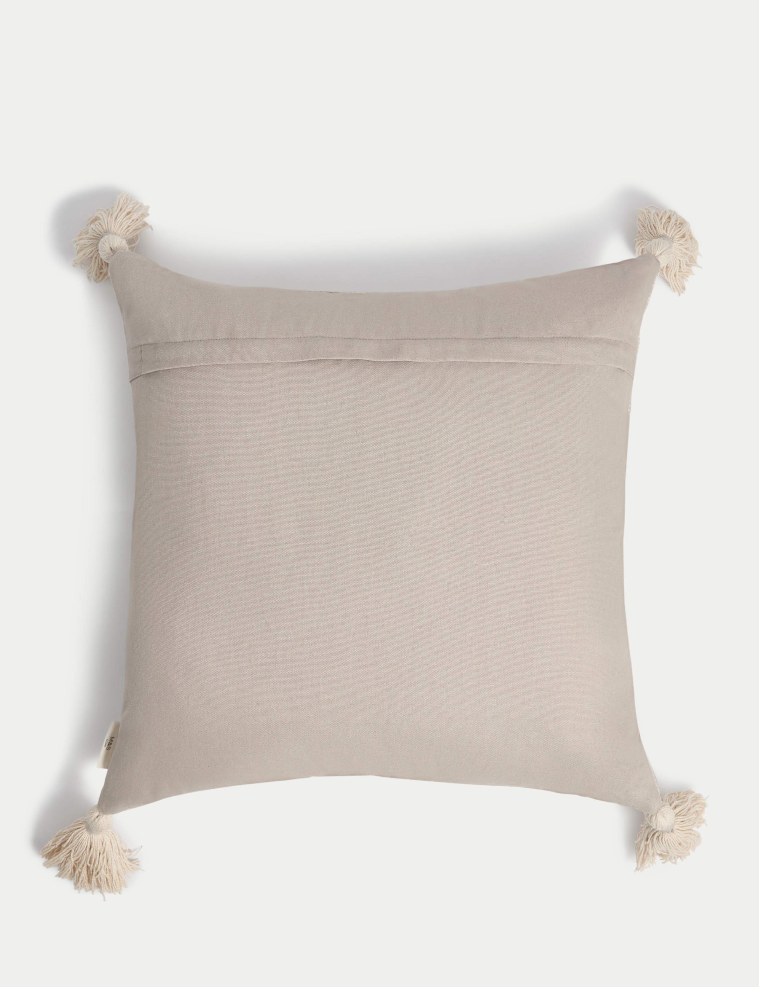 Pure Cotton Textured Tasselled Cushion 3 of 4