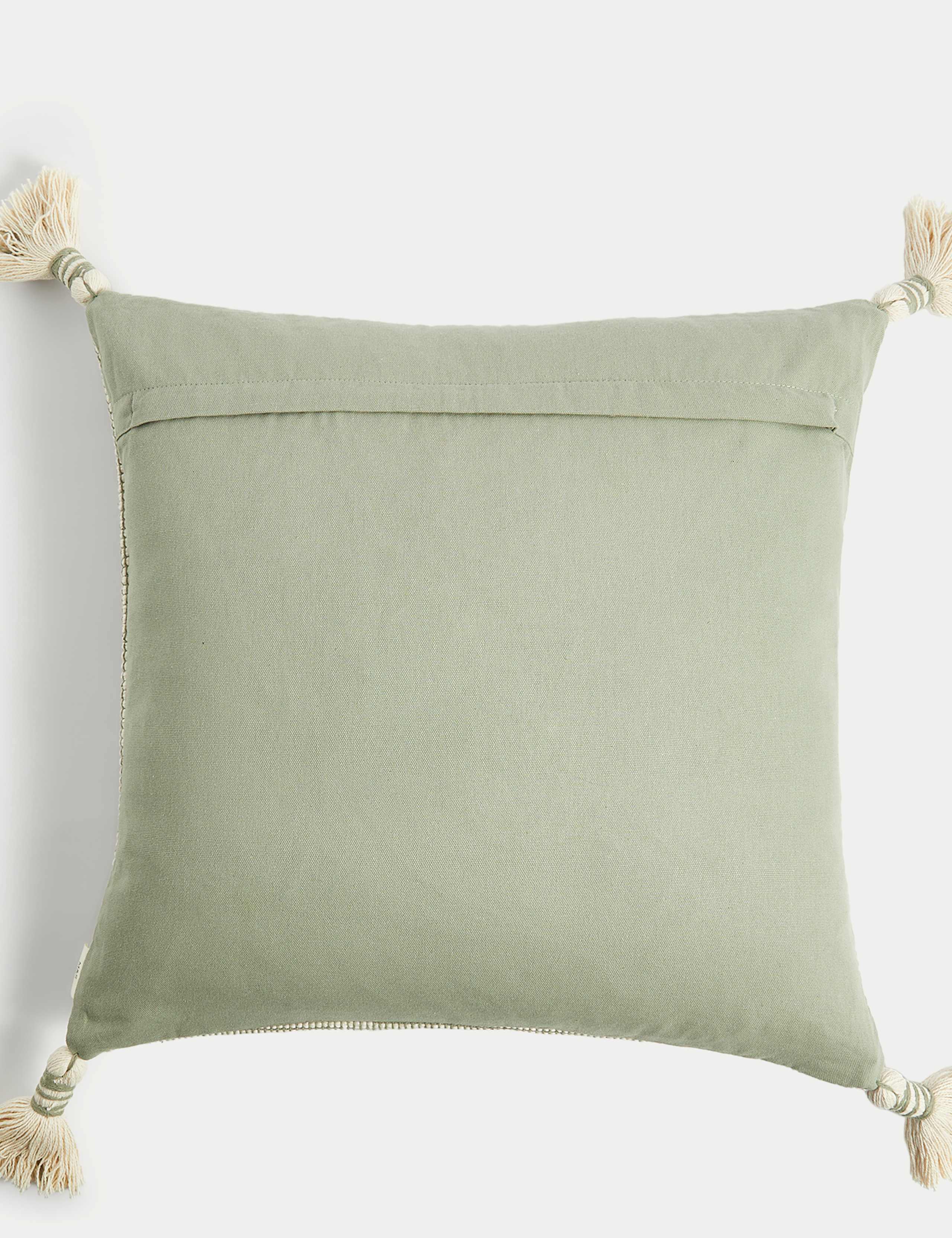 Pure Cotton Textured Tasselled Cushion 3 of 4