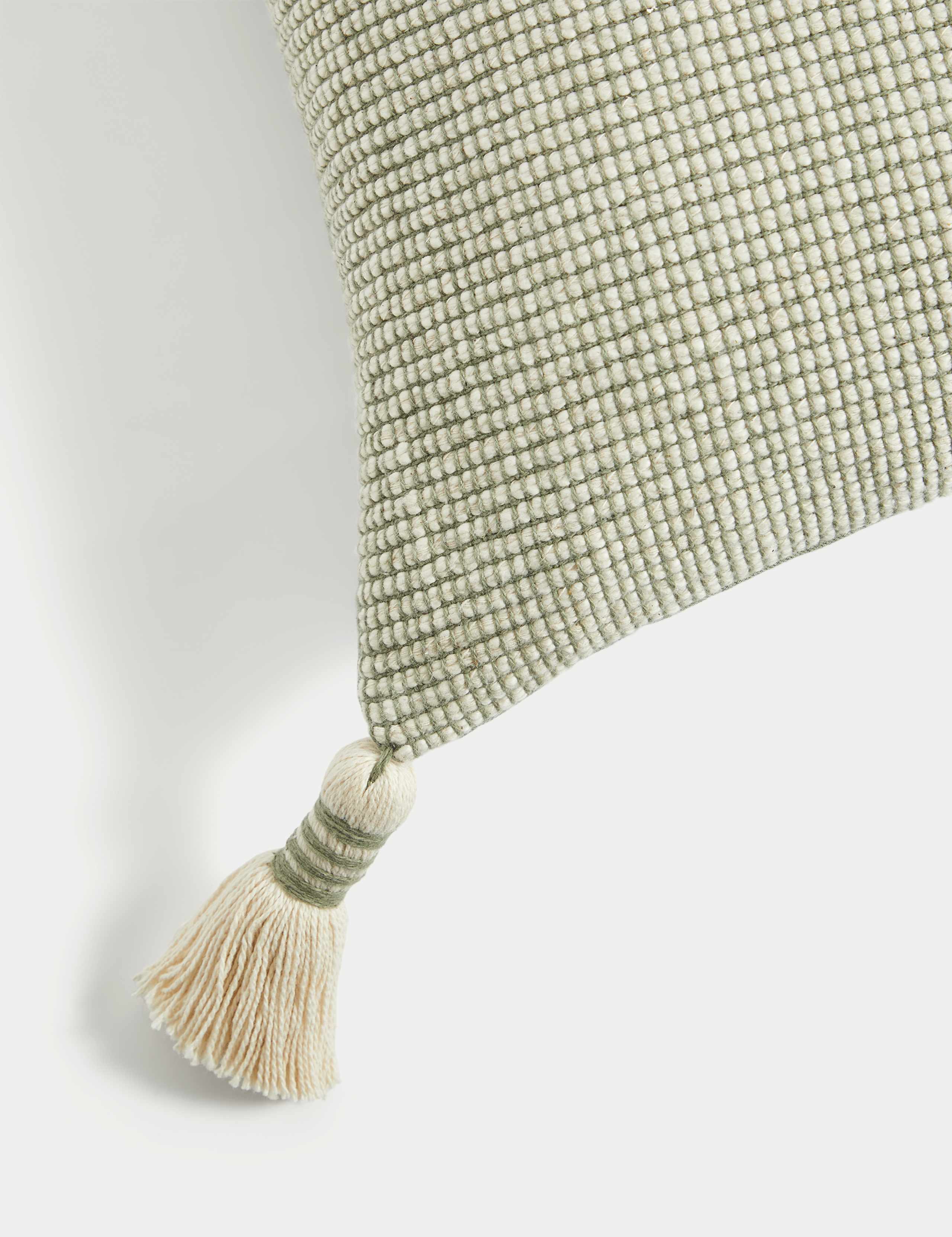 Pure Cotton Textured Tasselled Cushion 4 of 4