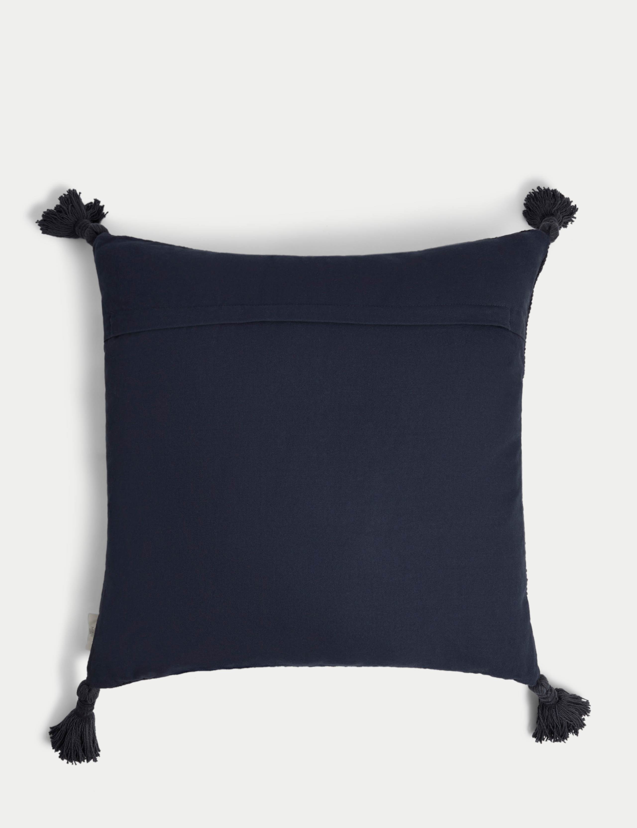 Pure Cotton Textured Tasselled Cushion 3 of 5
