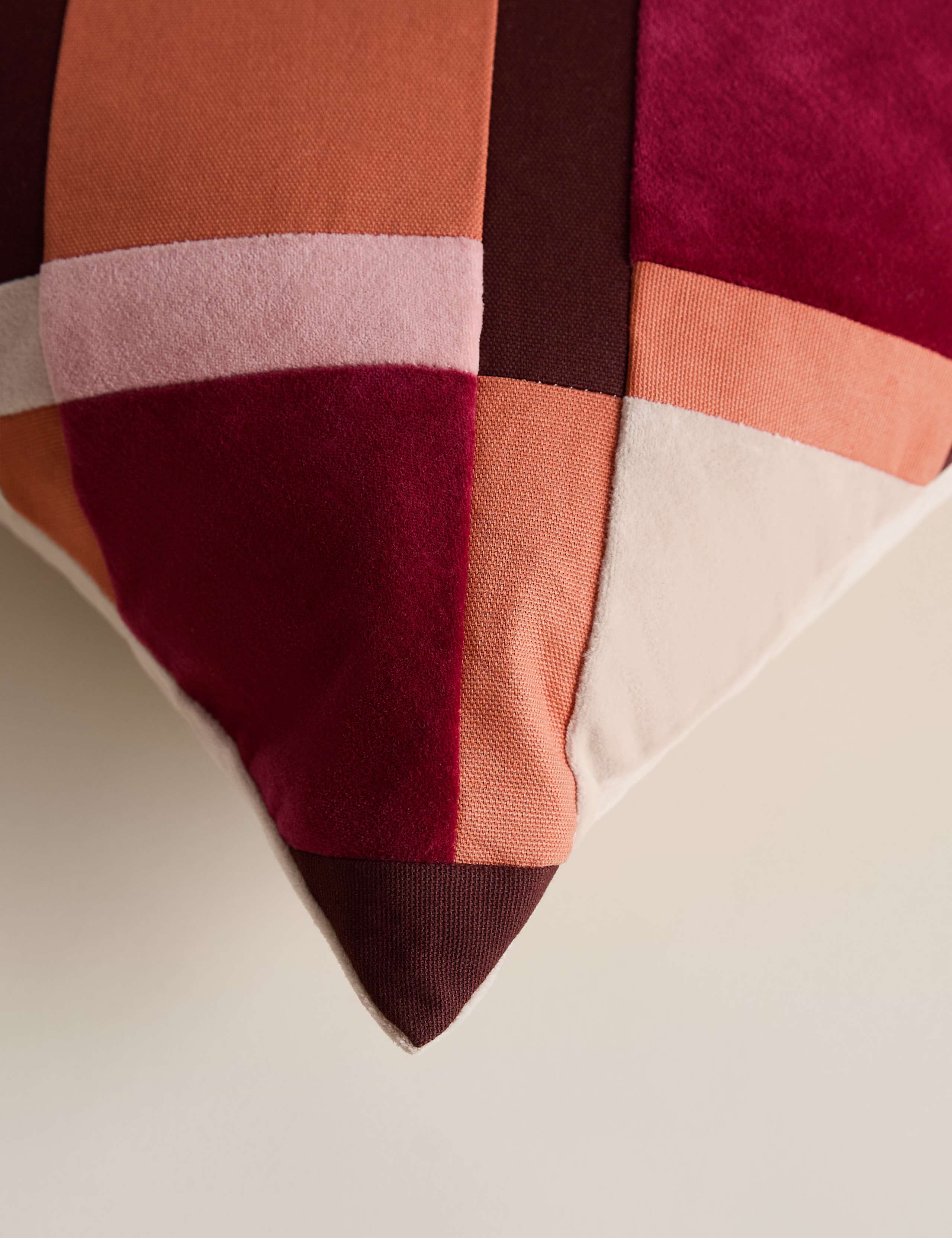 Velvet Geometric Patchwork Bolster Cushion 4 of 4