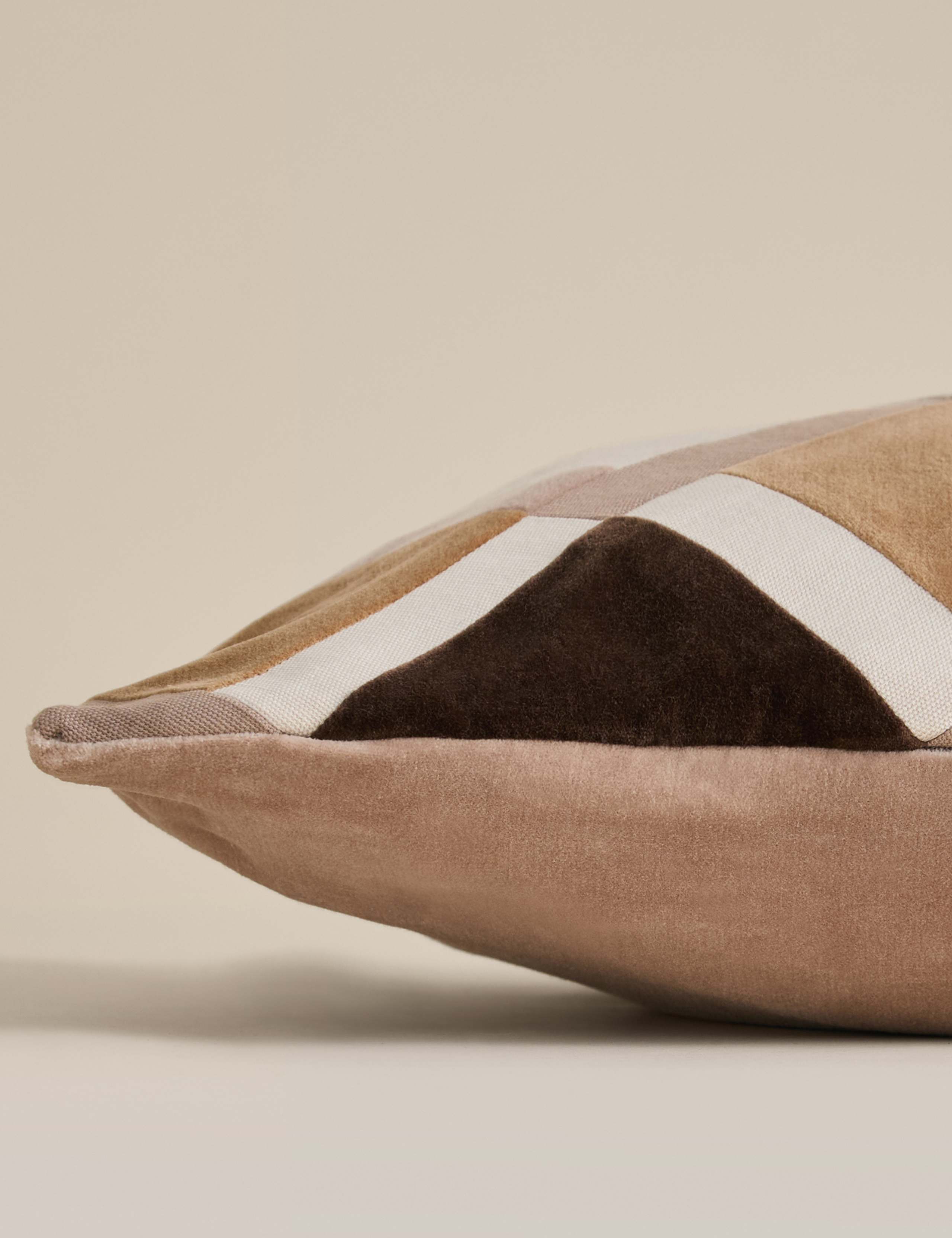 Velvet Geometric Patchwork Bolster Cushion 2 of 4