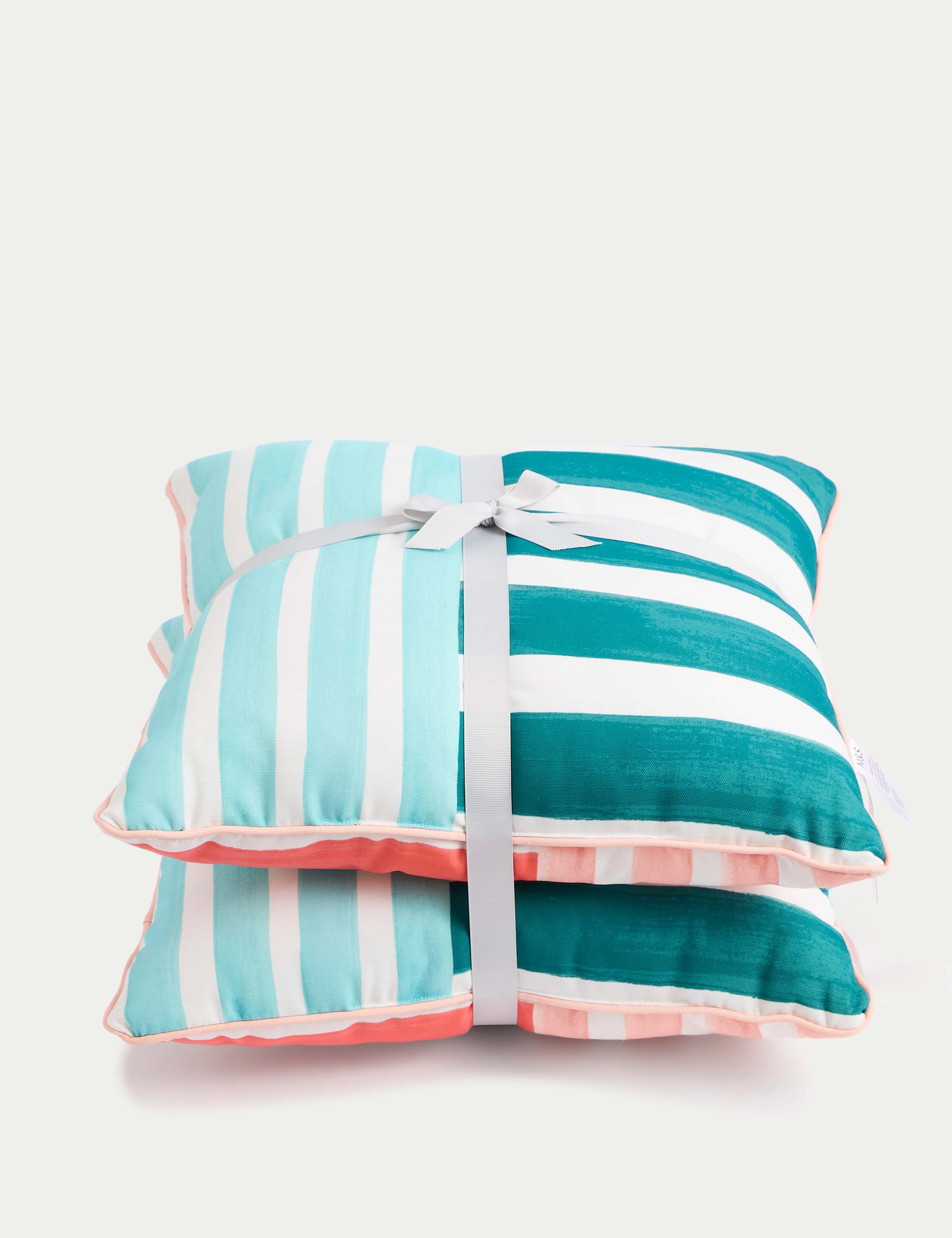 Set of 2 Reversible Striped Outdoor Cushions 4 of 6