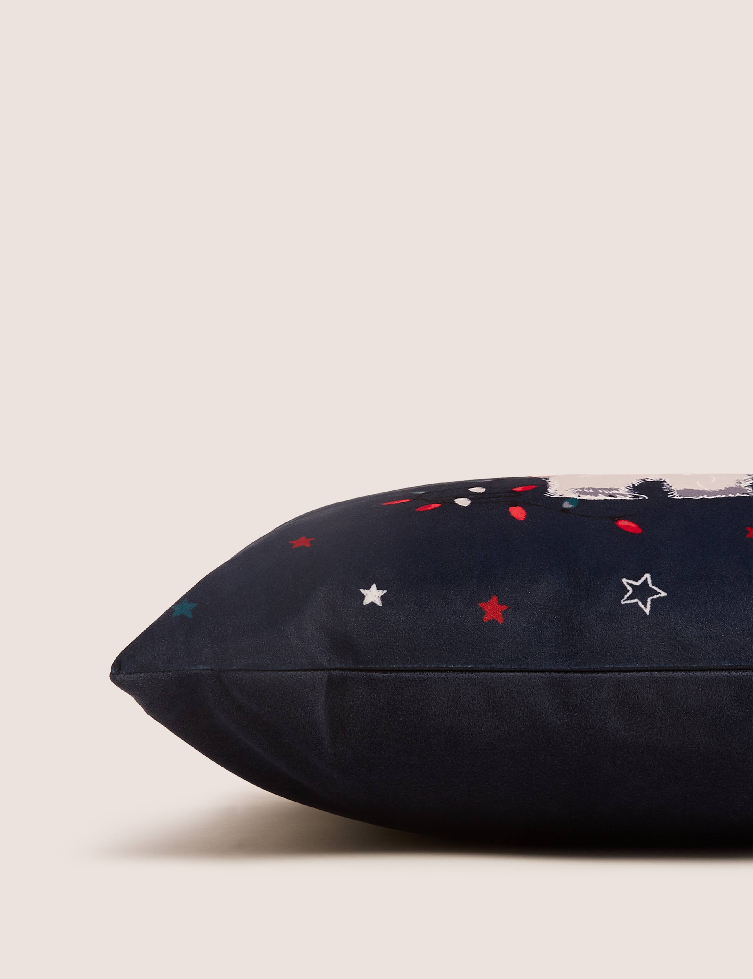 Velvet Polar Bear Small Christmas Cushion 4 of 5