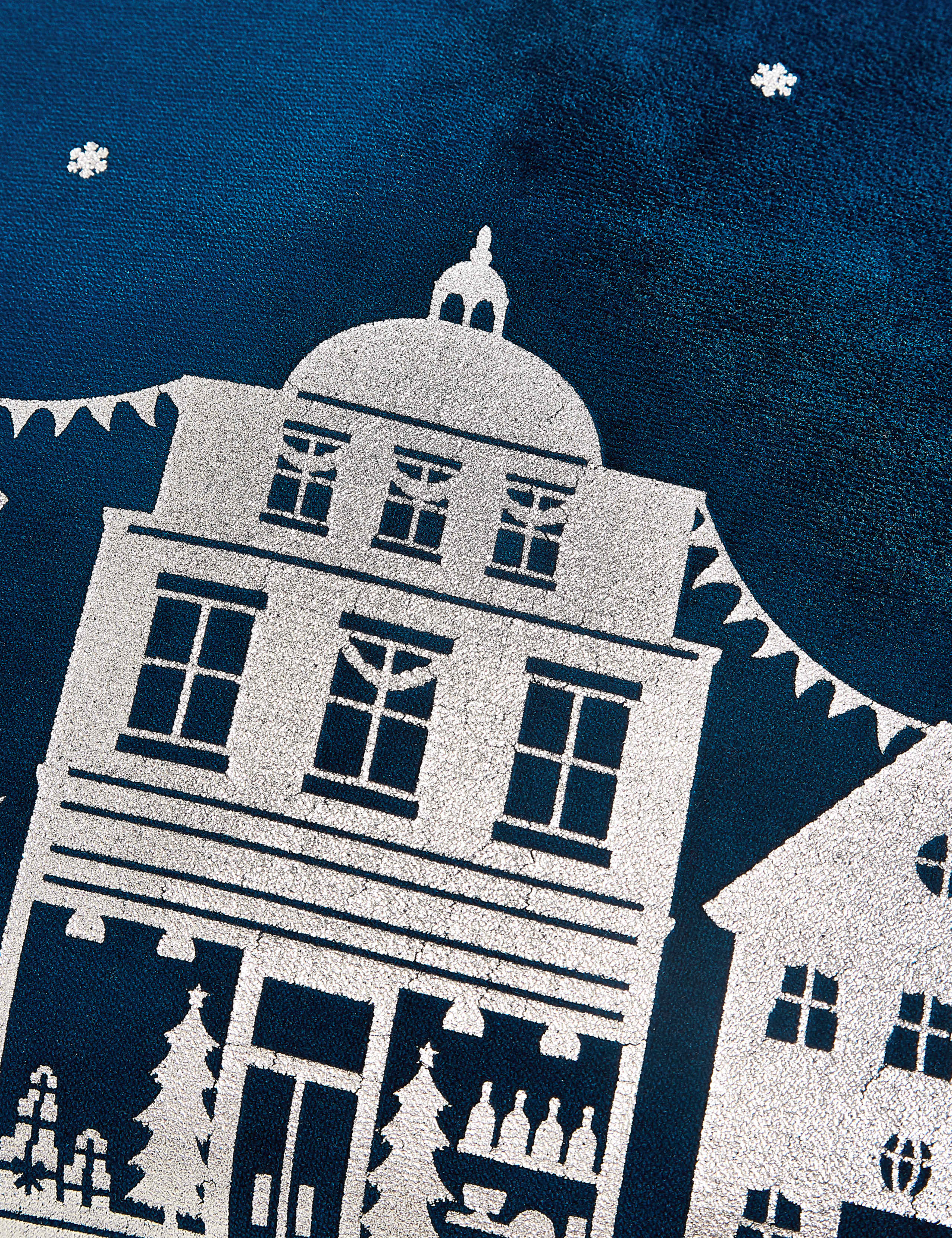 Velvet Foil Town Scene Small Cushion 3 of 5