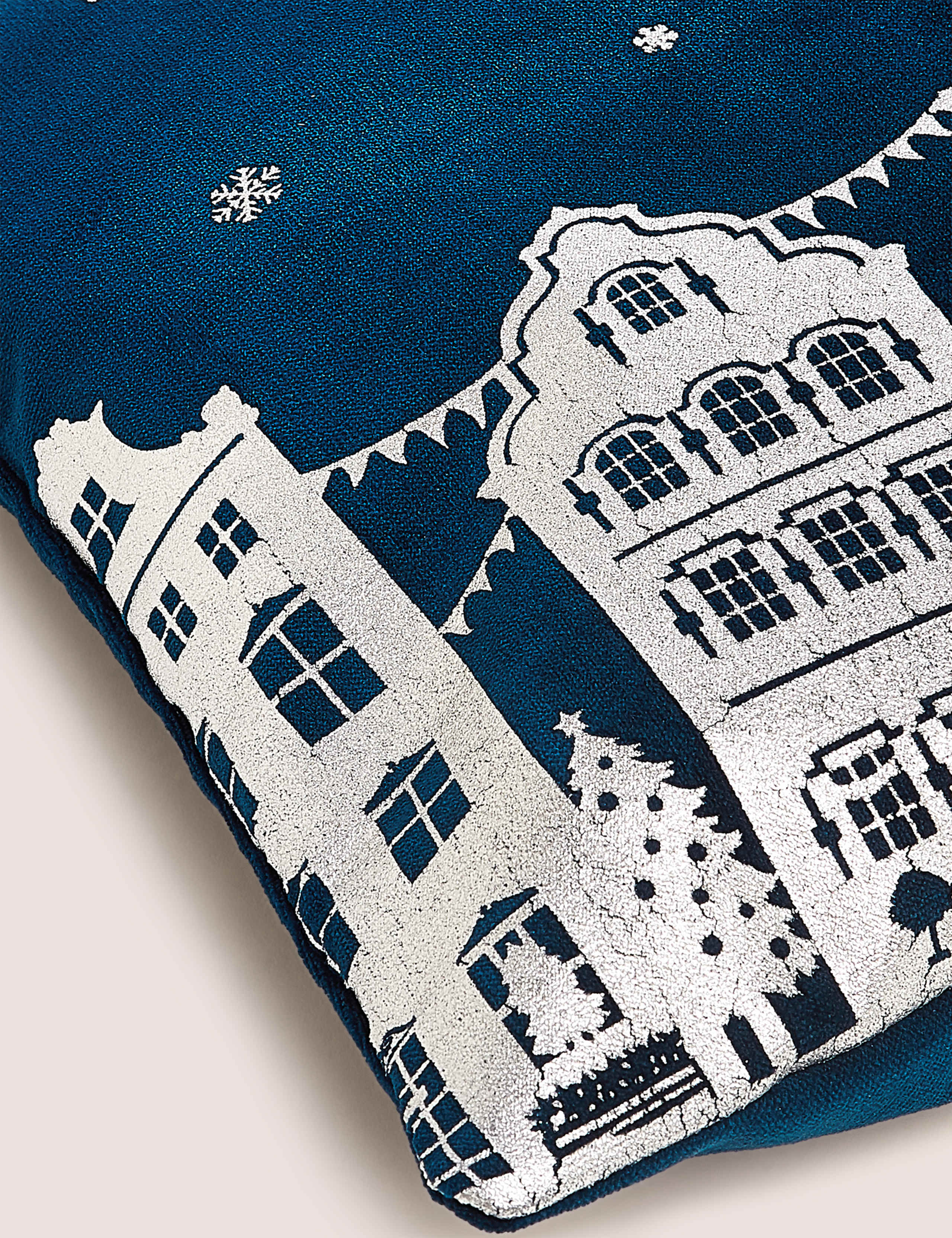 Velvet Foil Town Scene Small Cushion 5 of 5
