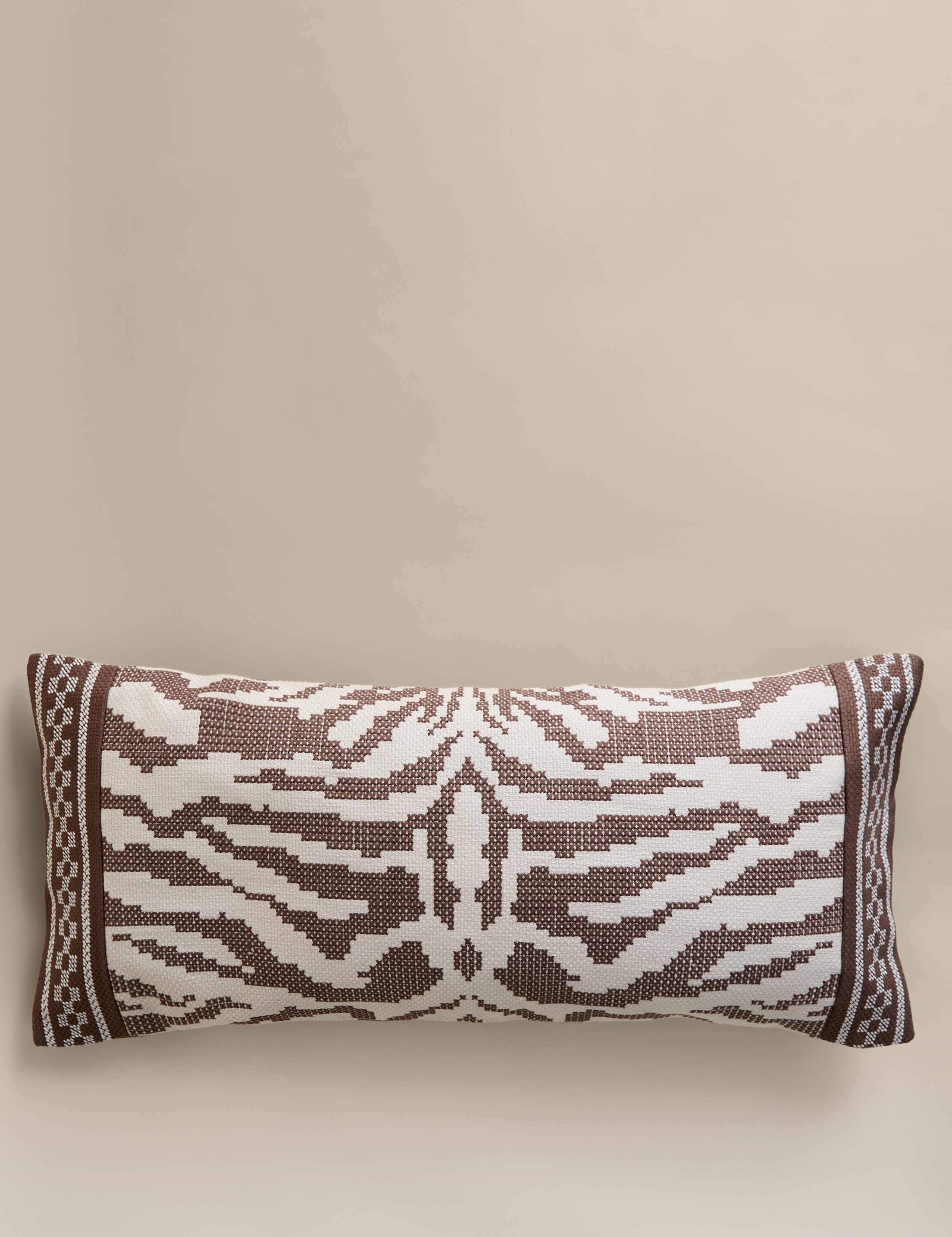 Pure Cotton Abstract Embroidered Bolster Cushion 1 of 4