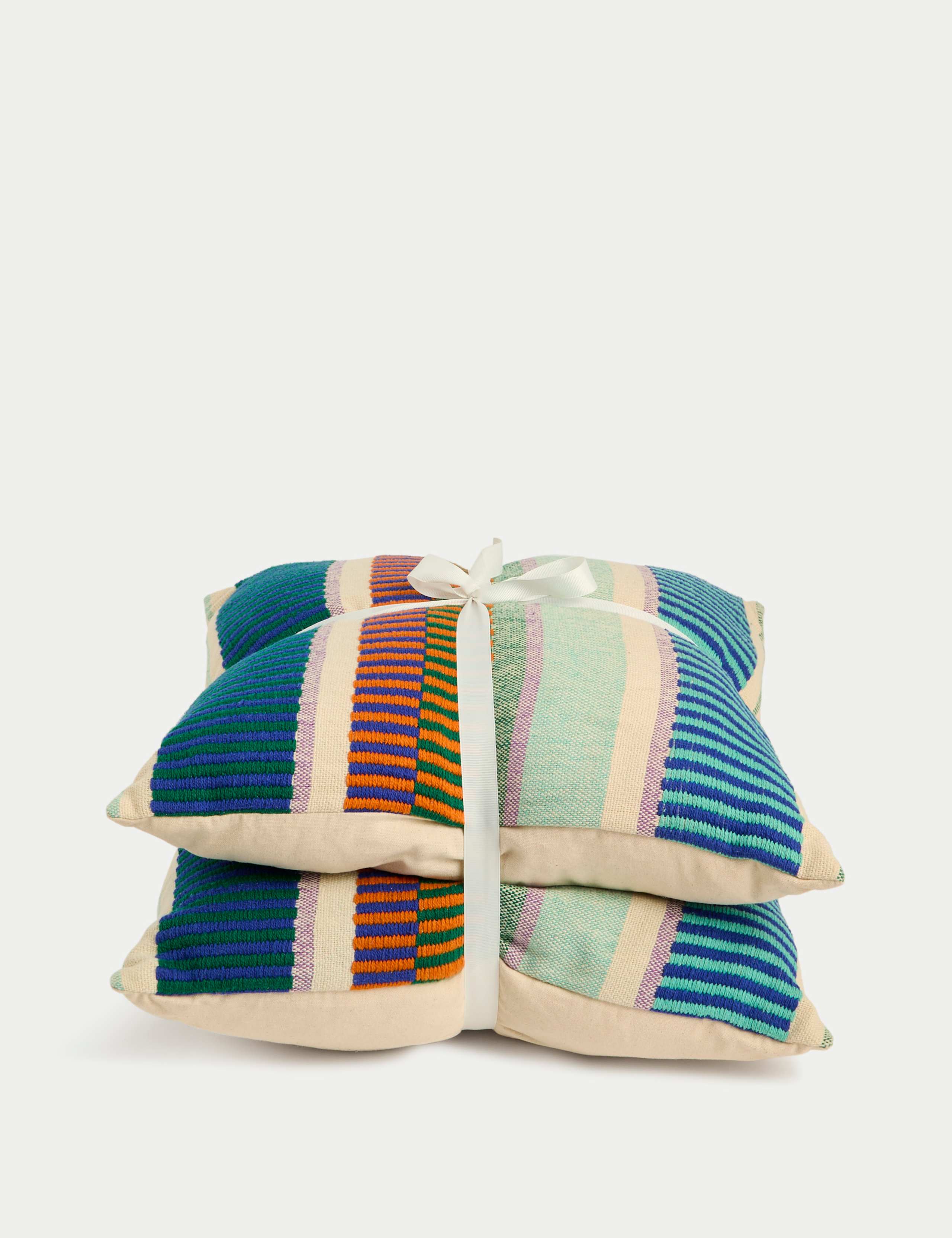 Set of 2 Pure Cotton Modern Stripe Outdoor Cushions 4 of 5