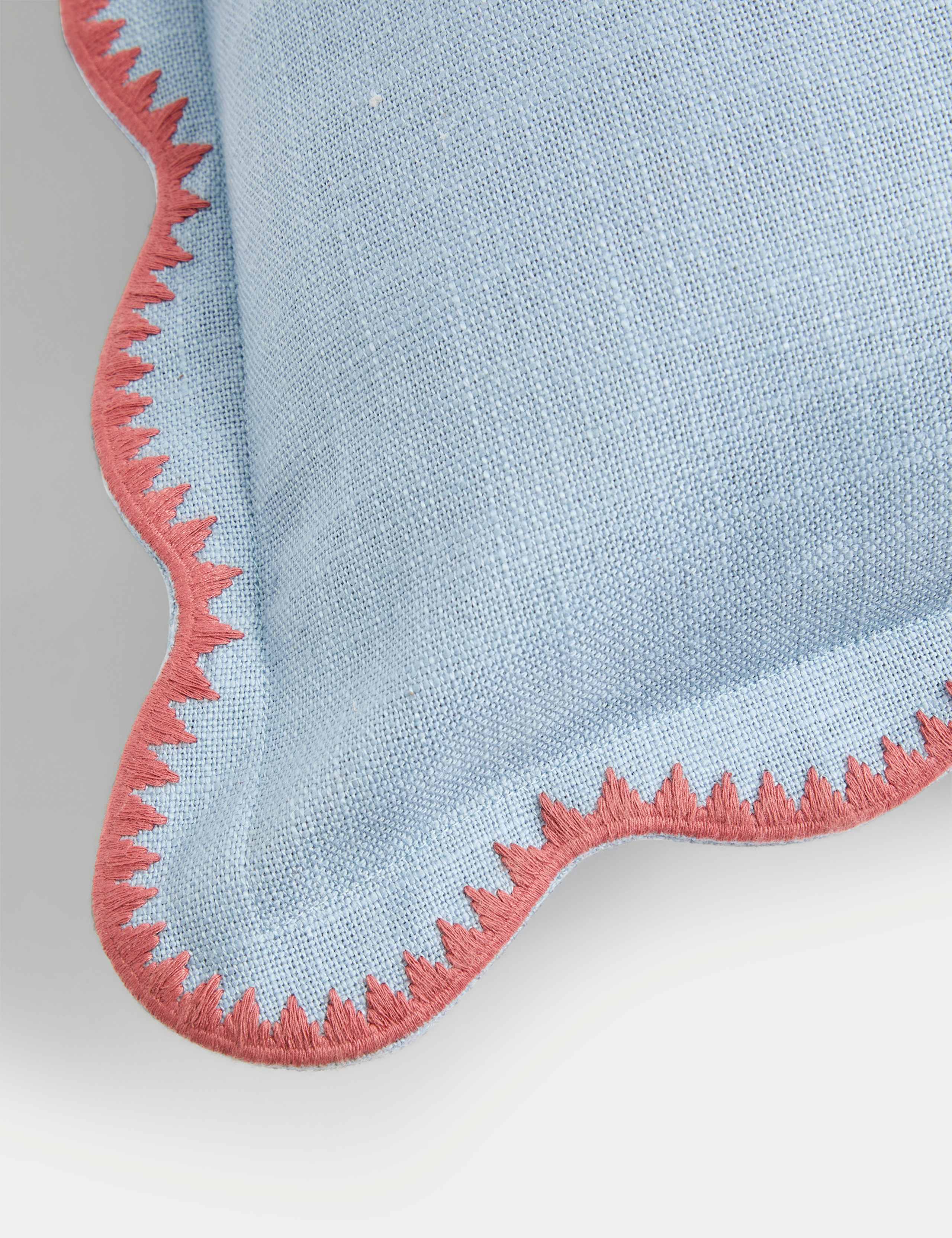 Pure Cotton Large Embroidered Scallop Cushion 3 of 3