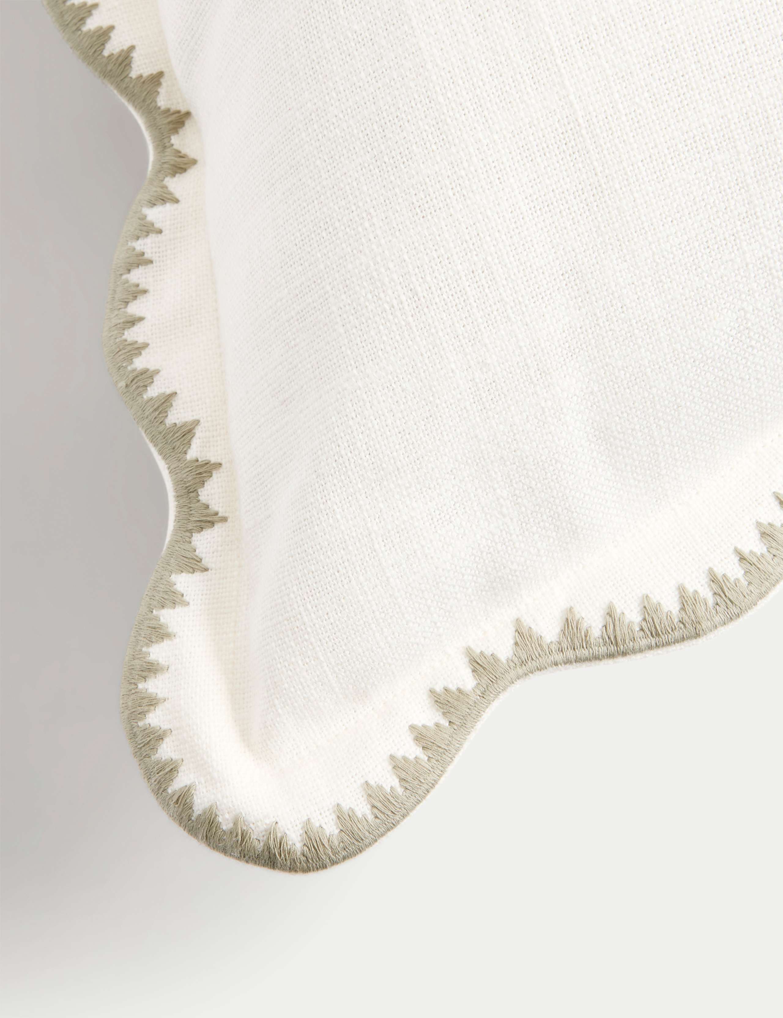 Pure Cotton Large Embroidered Scallop Cushion 3 of 3