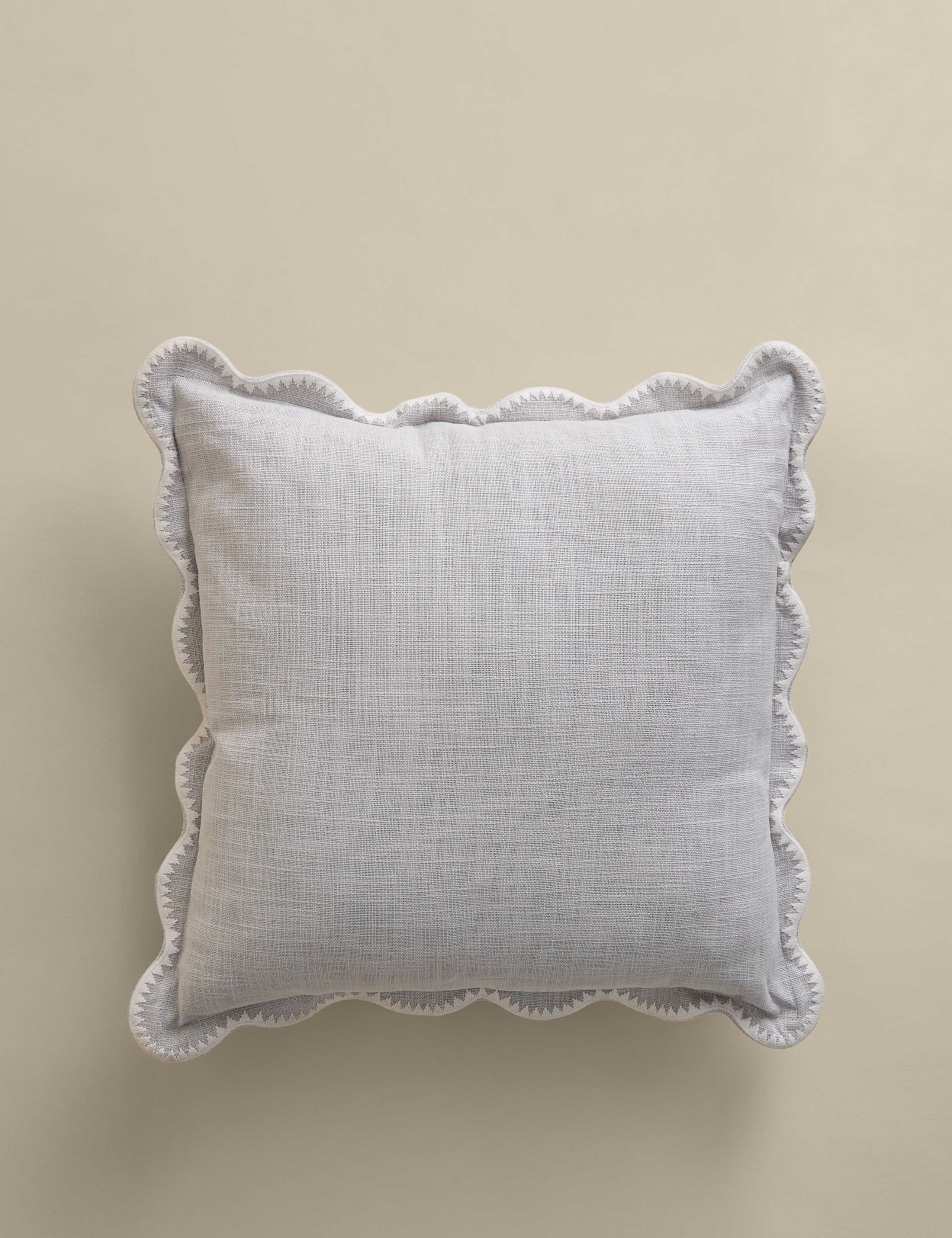 Pure Cotton Embroidered Scallop Cushion 1 of 4