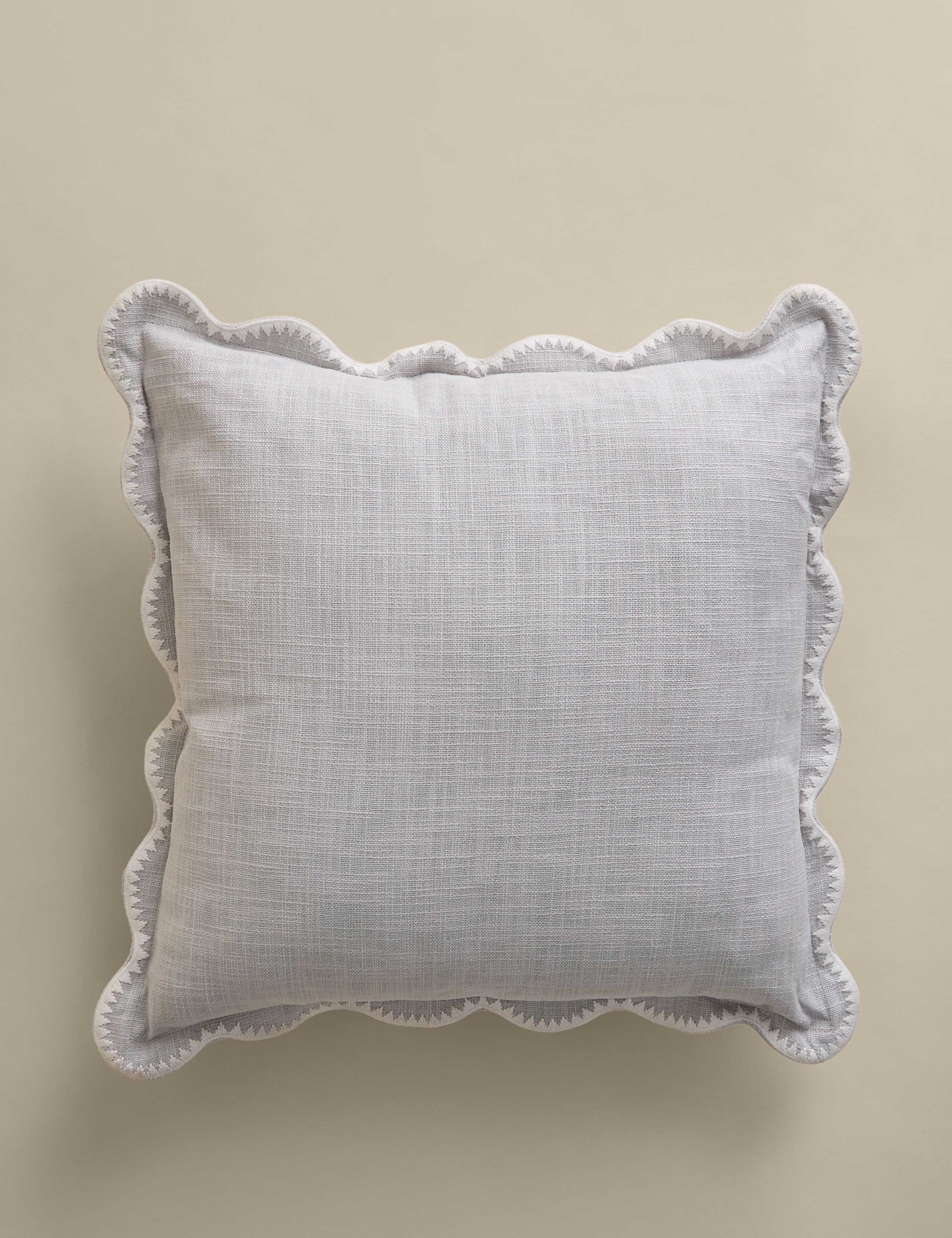 Pure Cotton Large Embroidered Scallop Cushion 1 of 4