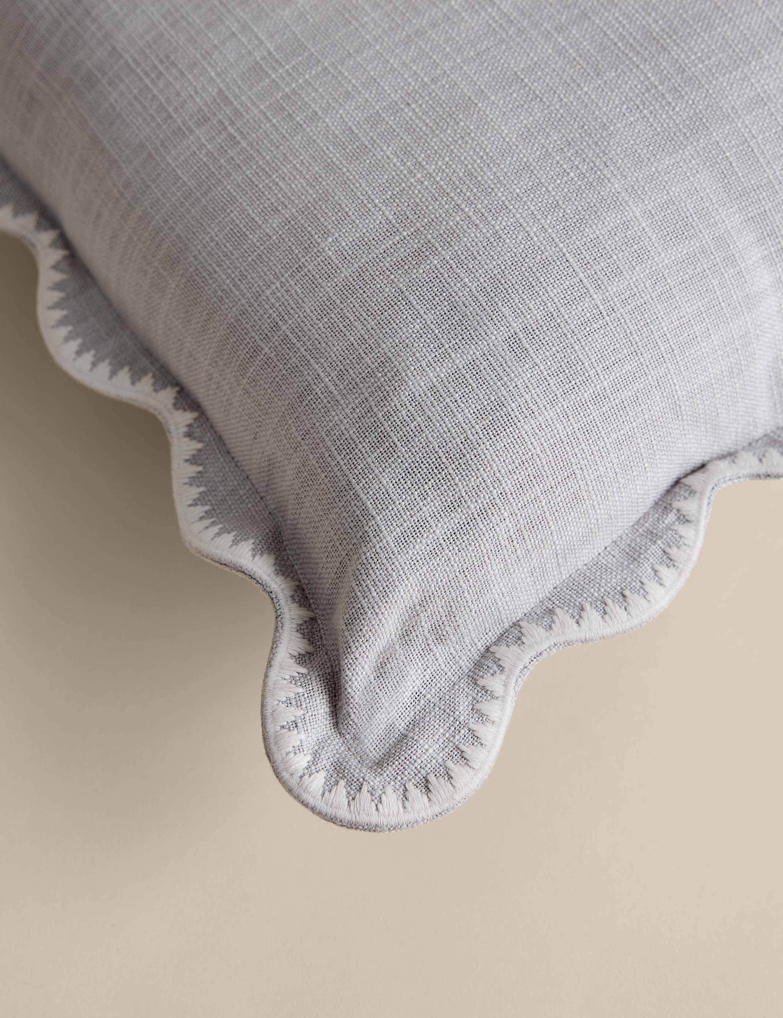 Pure Cotton Embroidered Scallop Cushion 4 of 4
