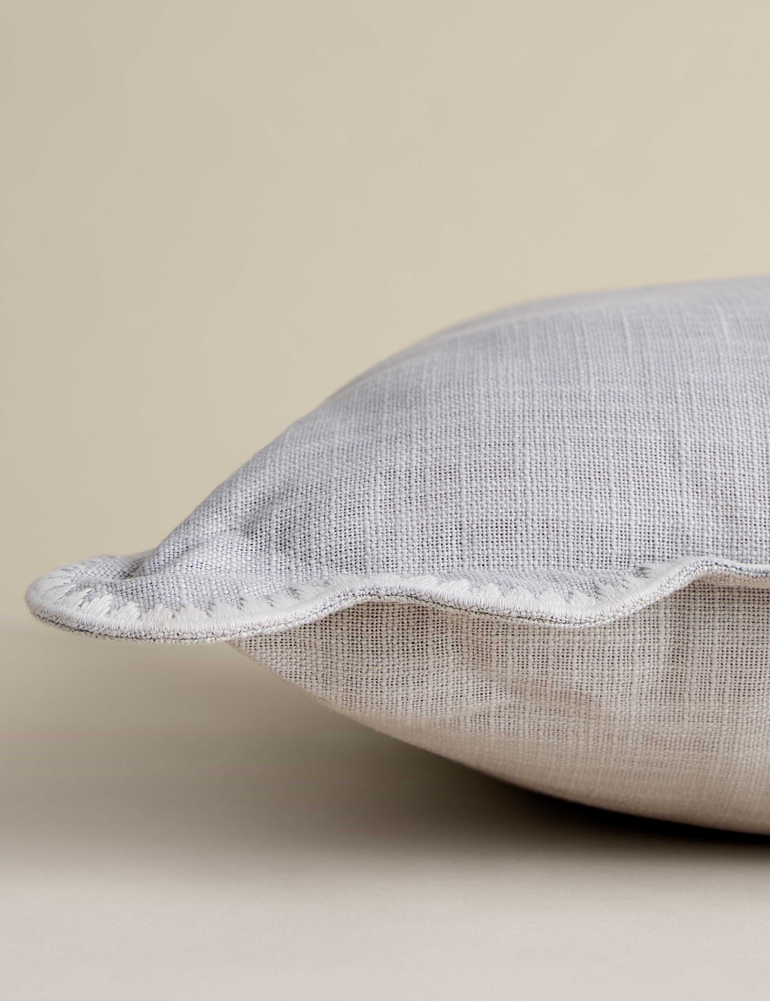 Pure Cotton Large Embroidered Scallop Cushion 2 of 4