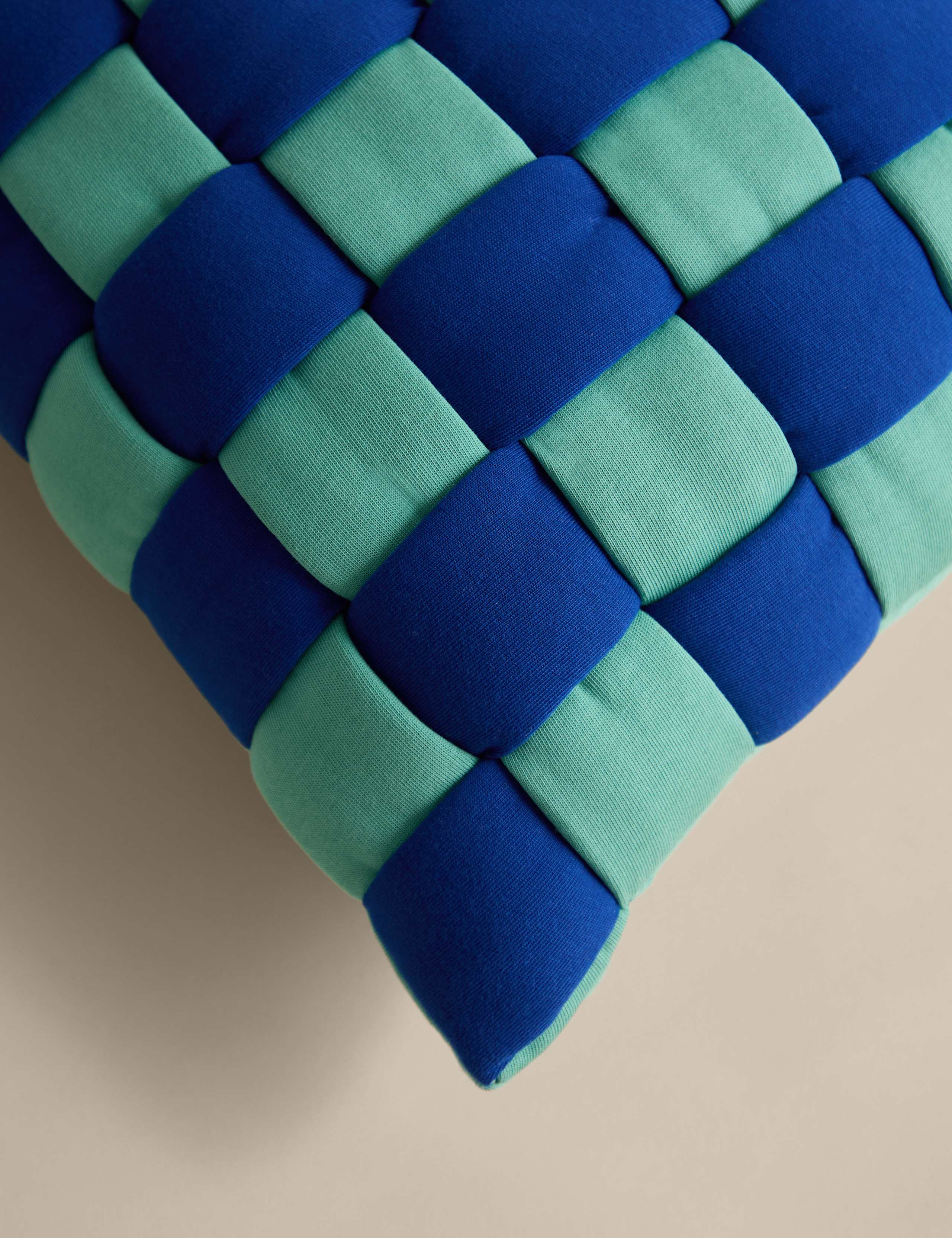 Pure Cotton Basketweave Quilted Cushion 4 of 4