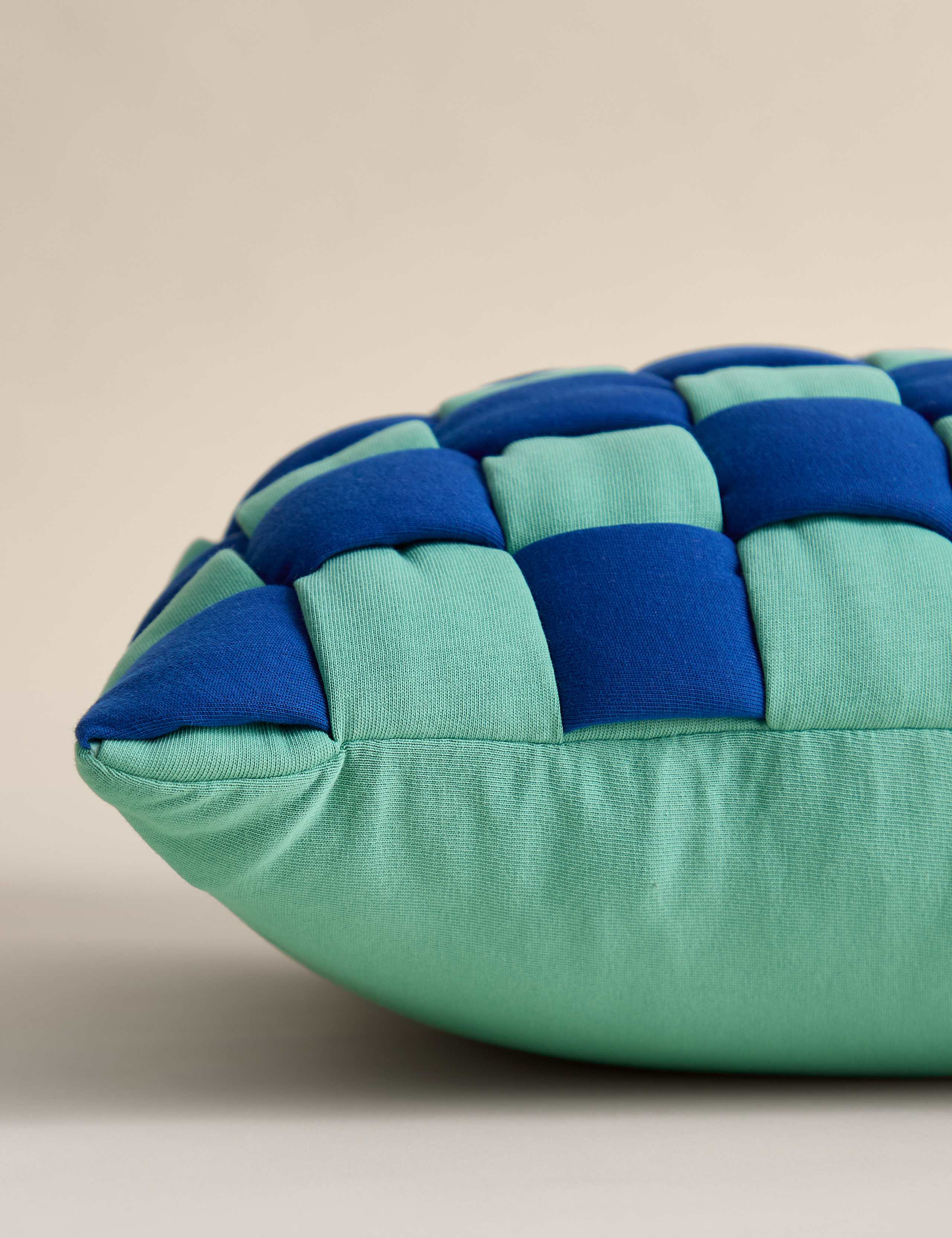 Pure Cotton Basketweave Quilted Cushion 2 of 4