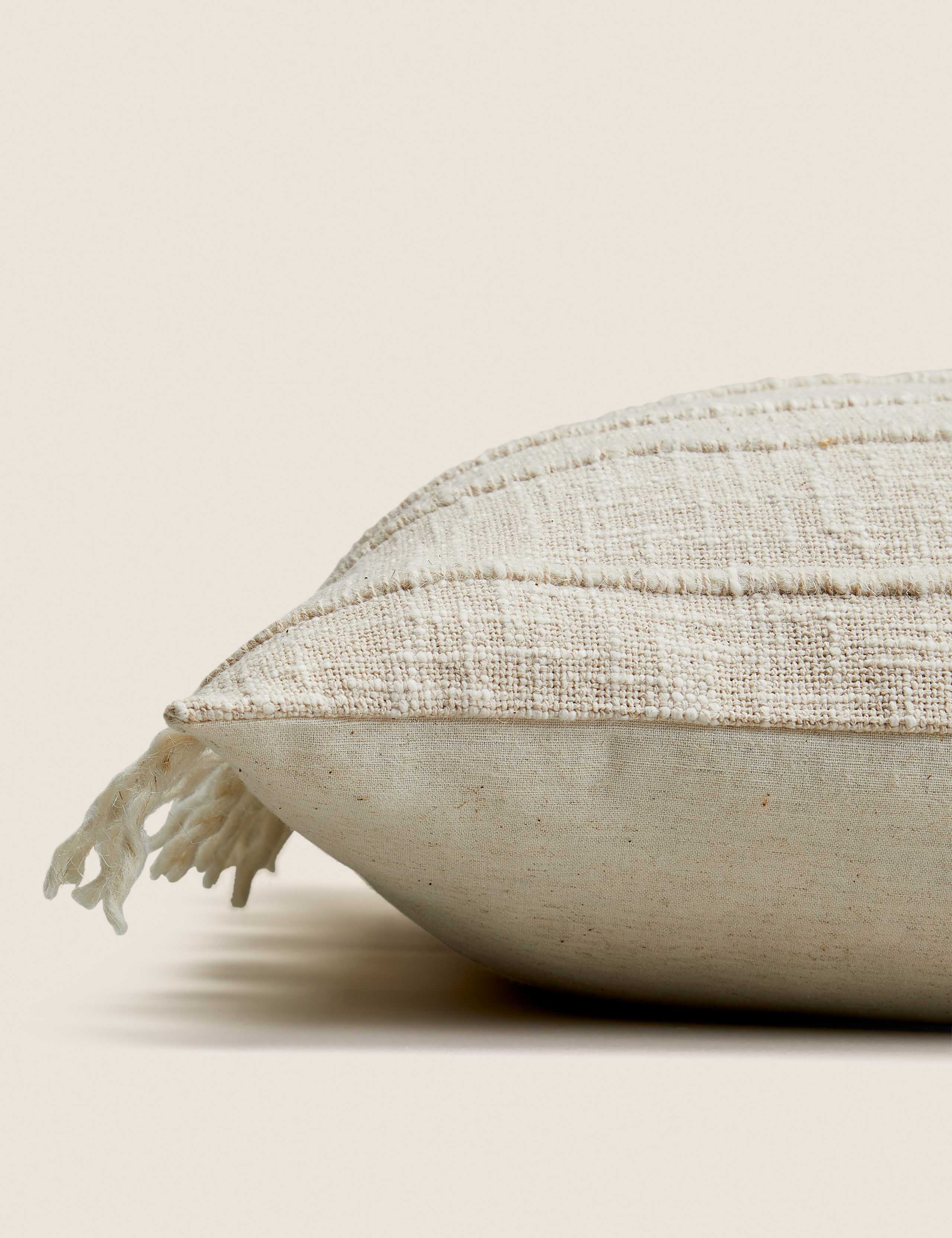 Cotton Rich Striped Tasselled Cushion 2 of 6