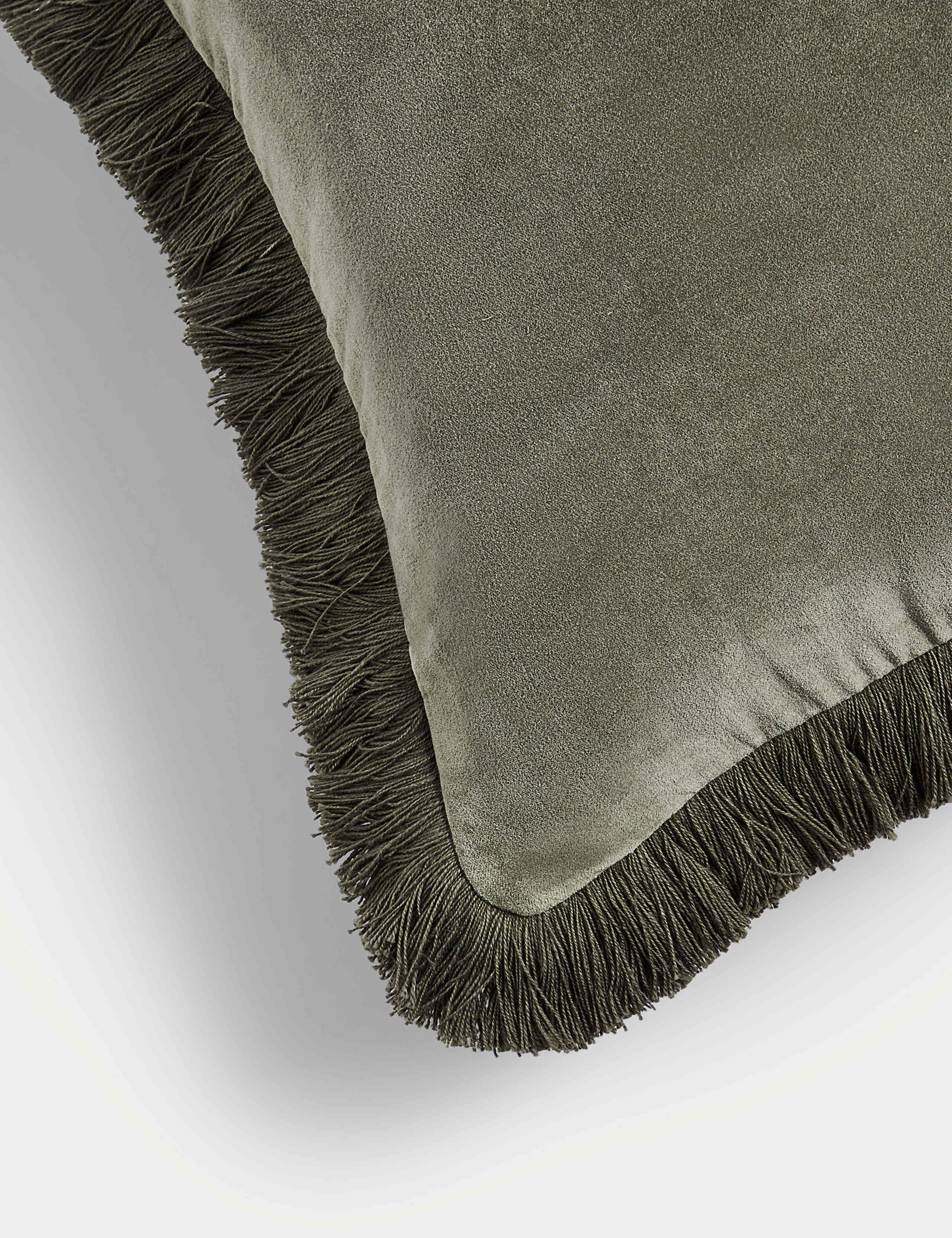 Pure Cotton Velvet Fringed Cushion 3 of 3
