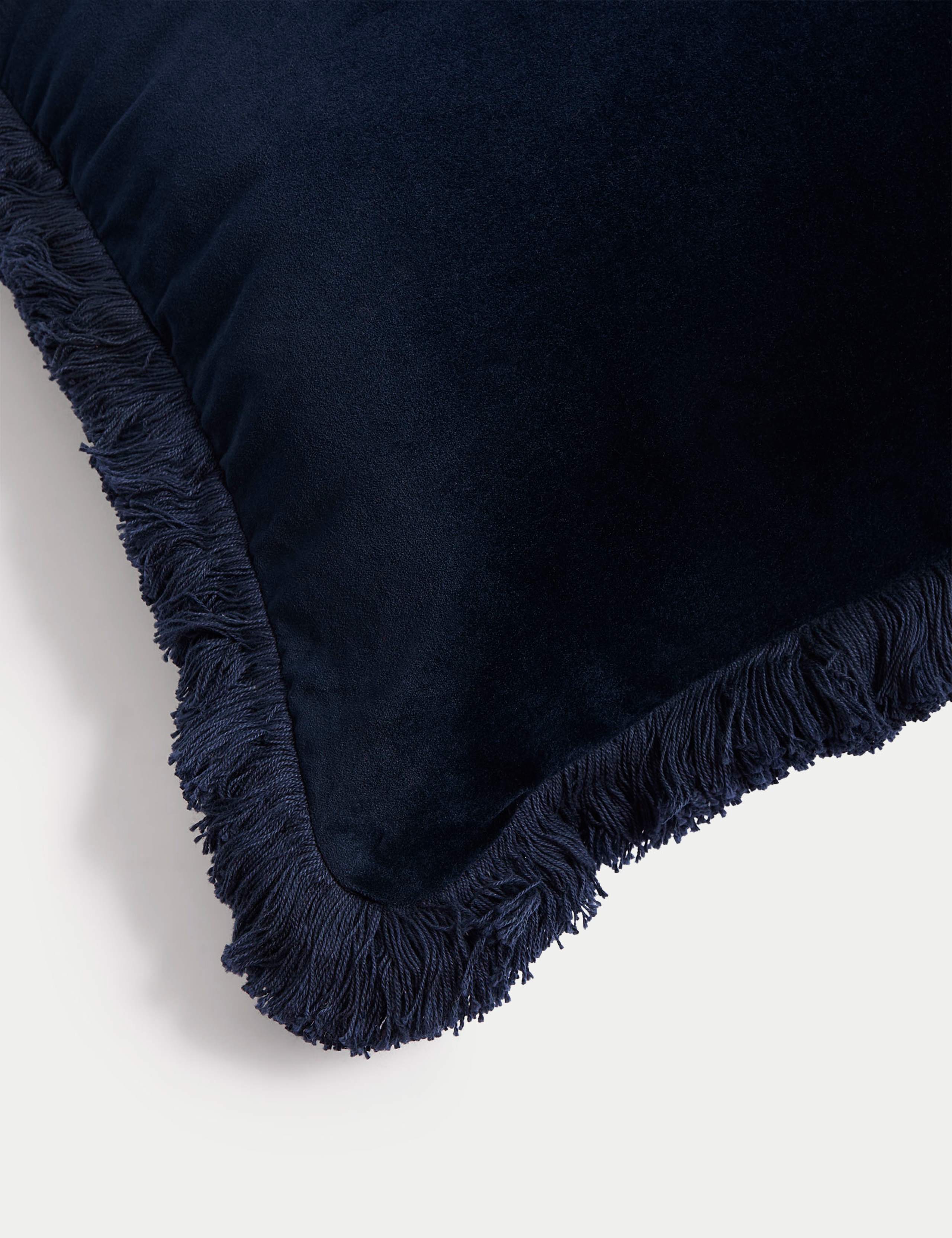 Pure Cotton Velvet Fringed Cushion 3 of 5