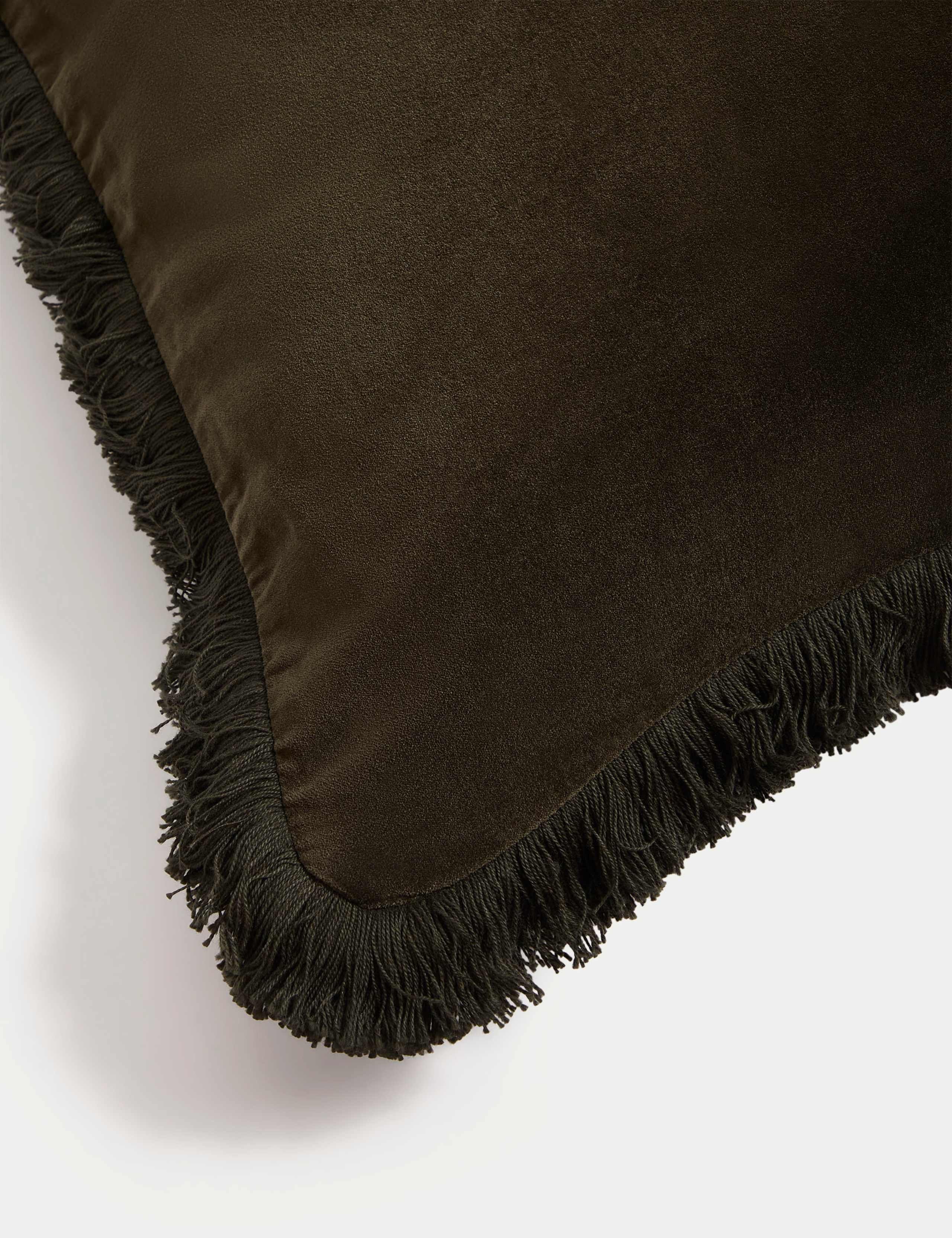 Pure Cotton Velvet Fringed Cushion 3 of 4