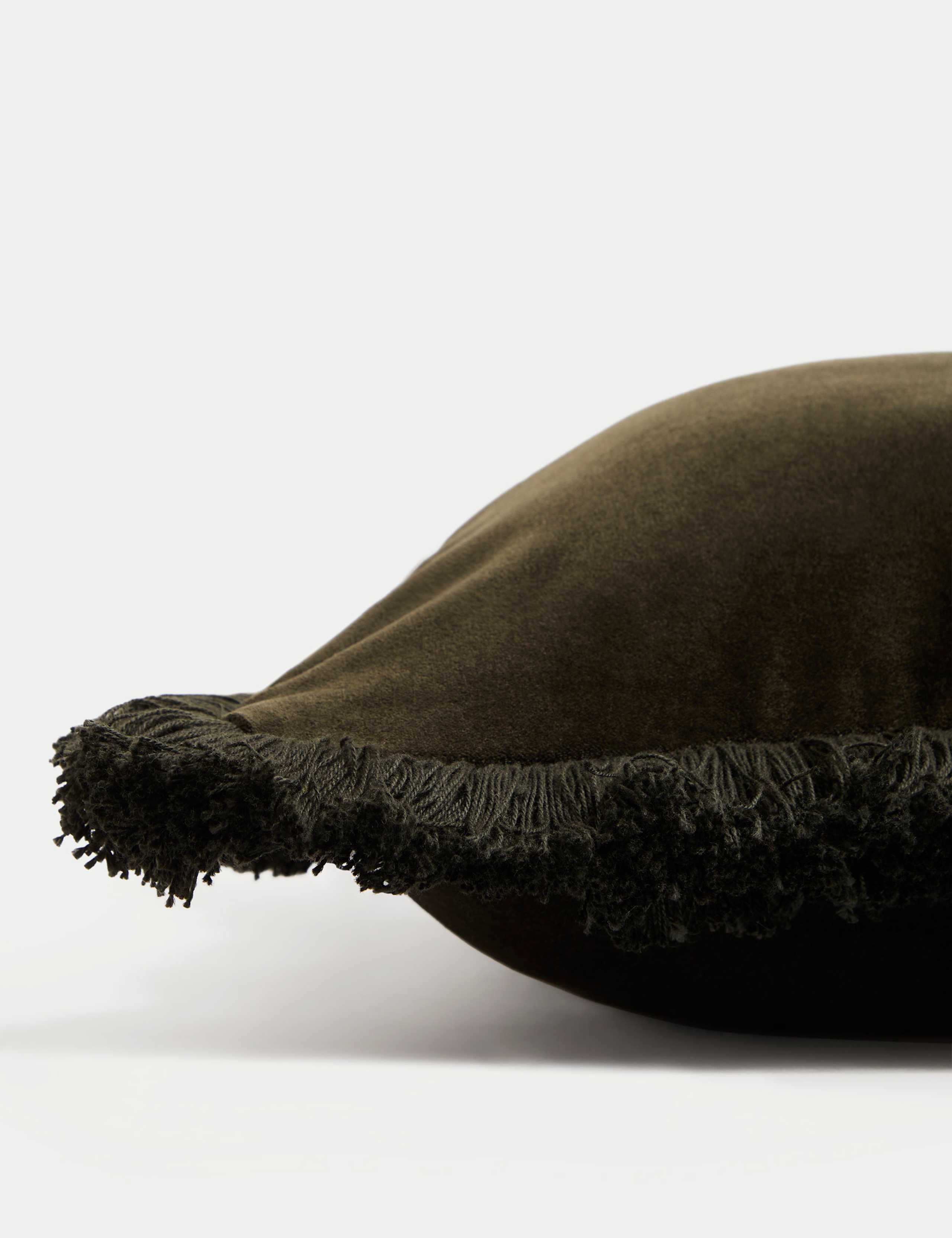 Pure Cotton Velvet Fringed Cushion 2 of 4