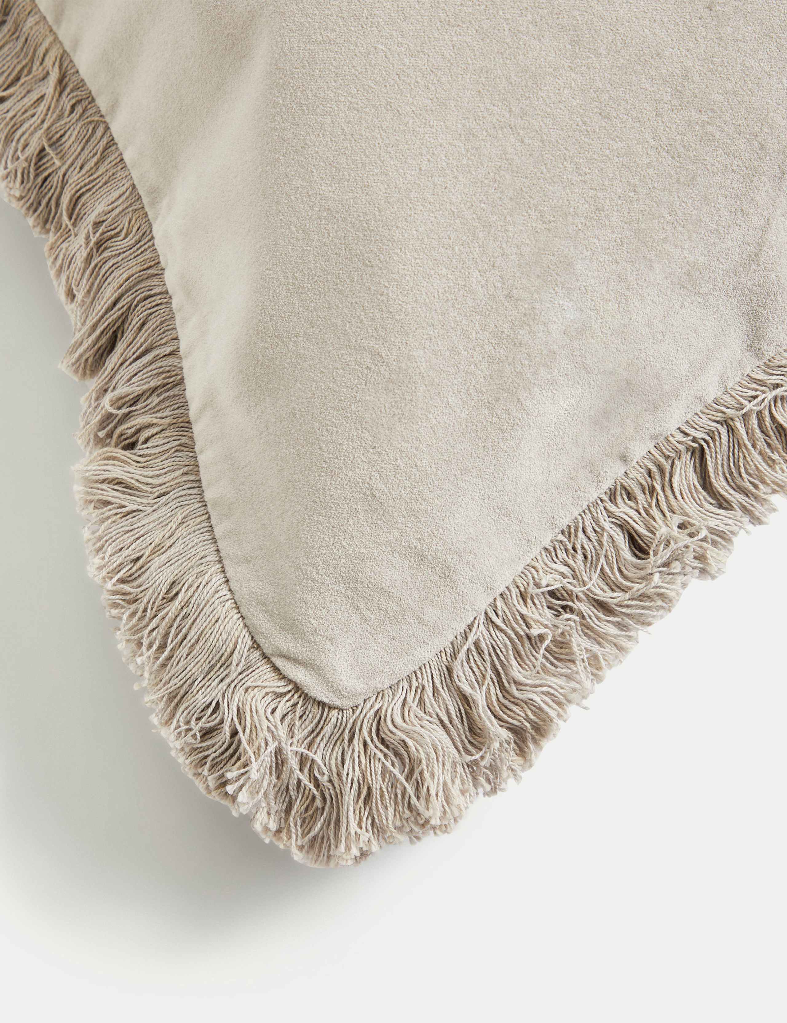 Pure Cotton Velvet Fringed Cushion 3 of 4