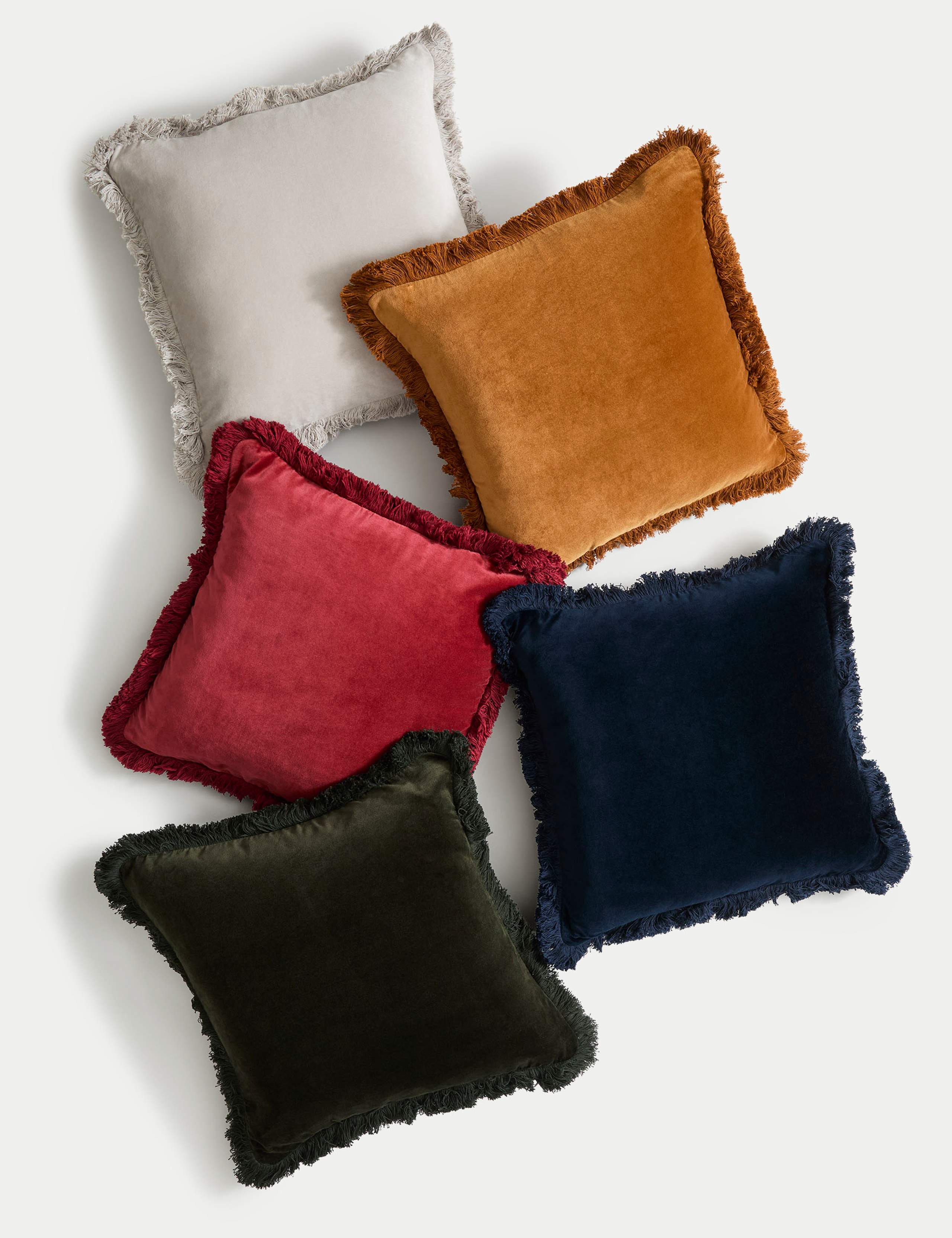 Pure Cotton Velvet Fringed Cushion 4 of 4