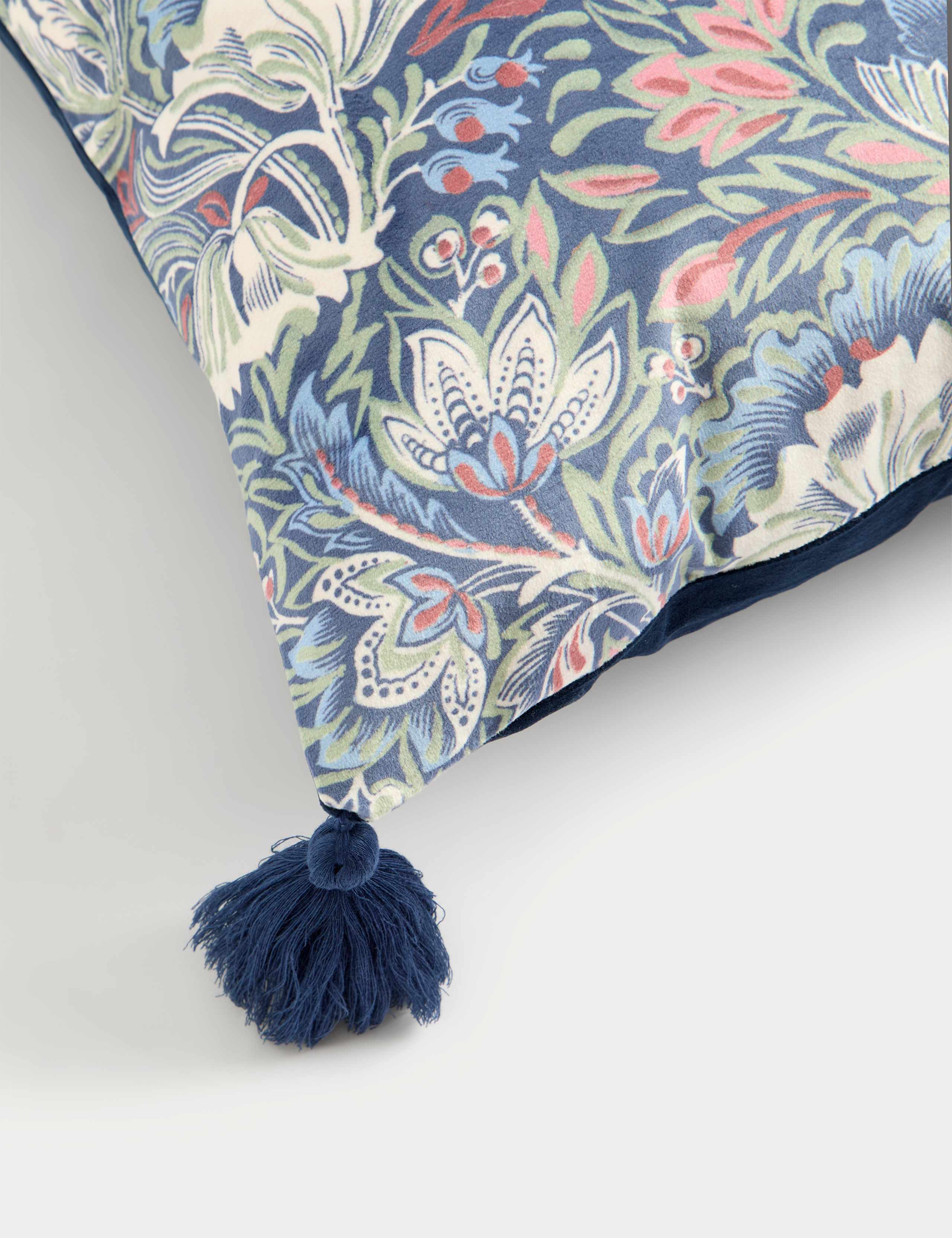 Velvet Floral Tasselled Cushion 4 of 4