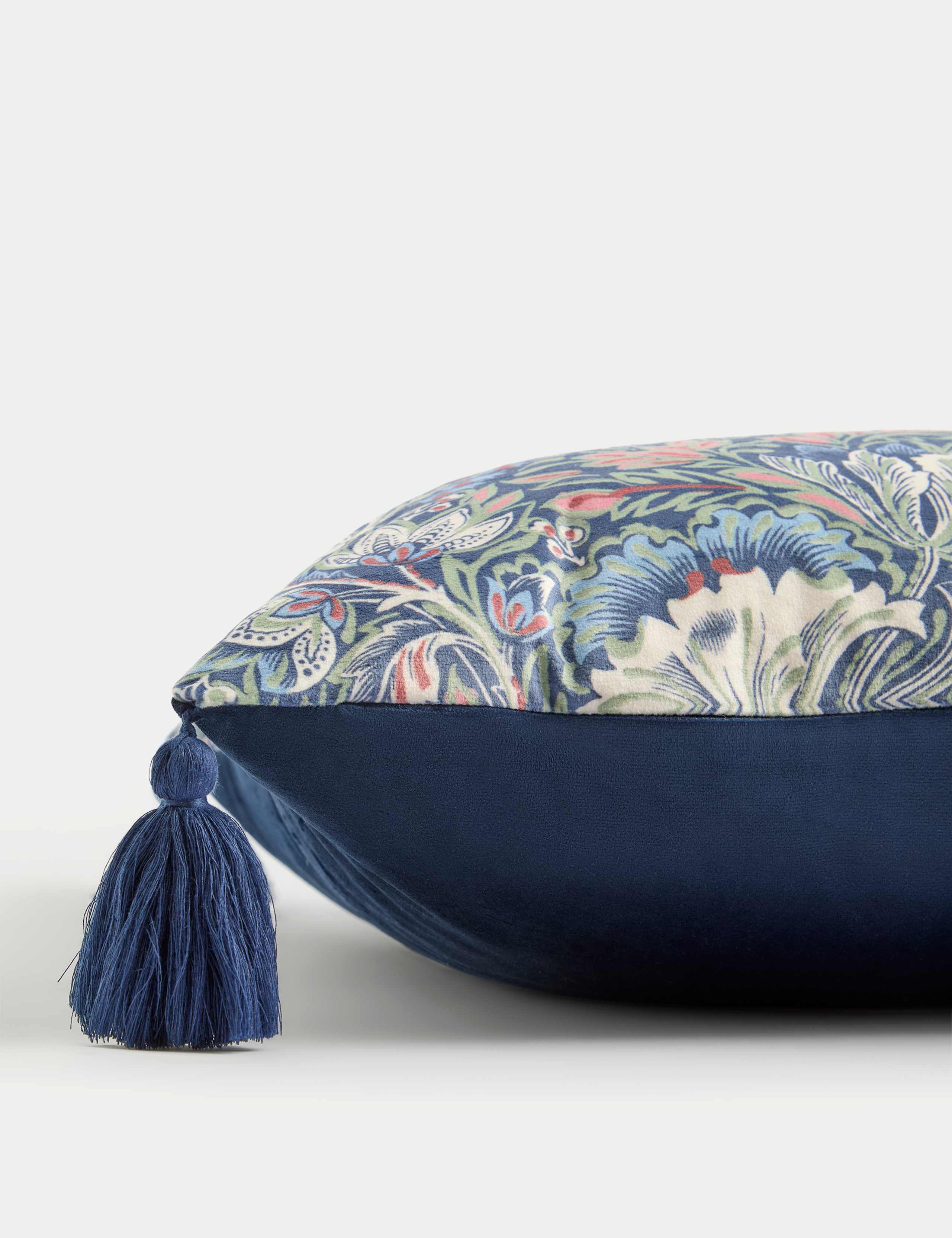 Velvet Floral Tasselled Cushion 2 of 4