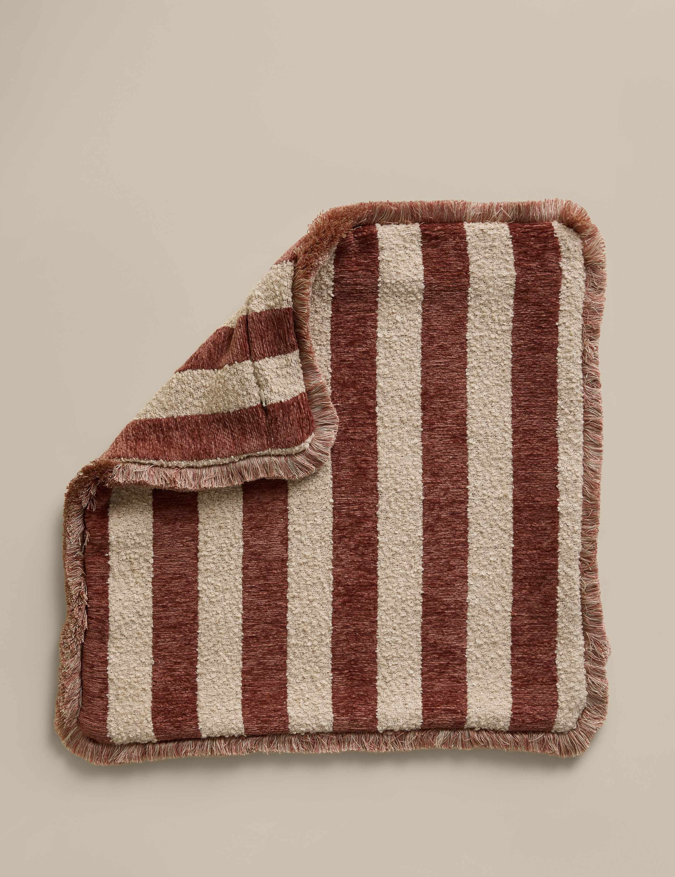 Fringed Chenille Stripe Cushion Cover 2 of 4