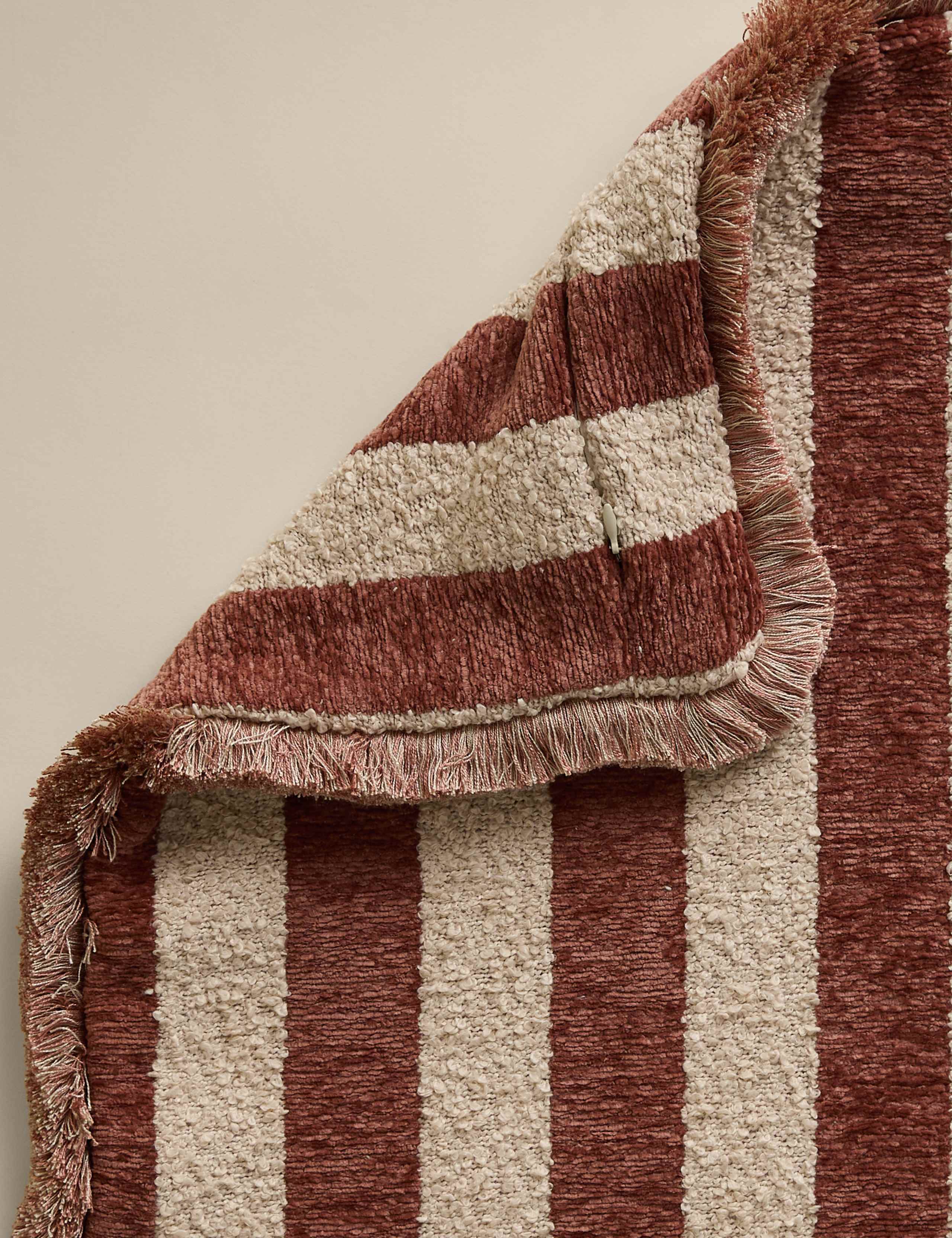 Fringed Chenille Stripe Cushion Cover 3 of 4