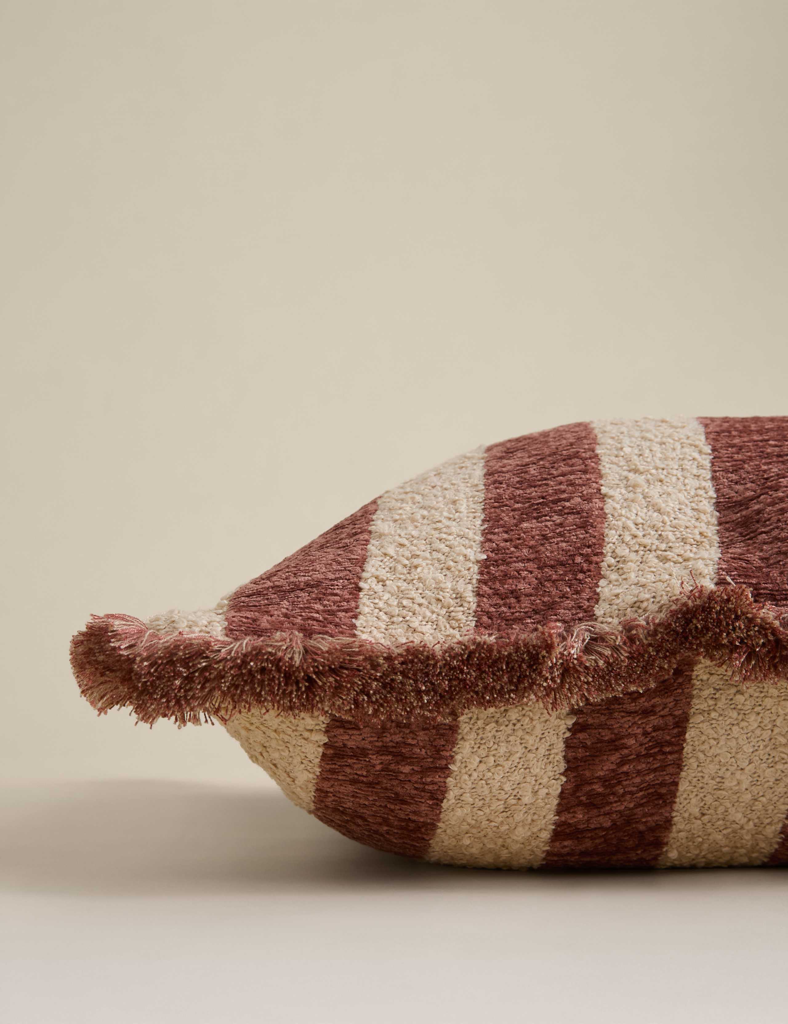 Chenille Striped Fringed Cushion 2 of 3