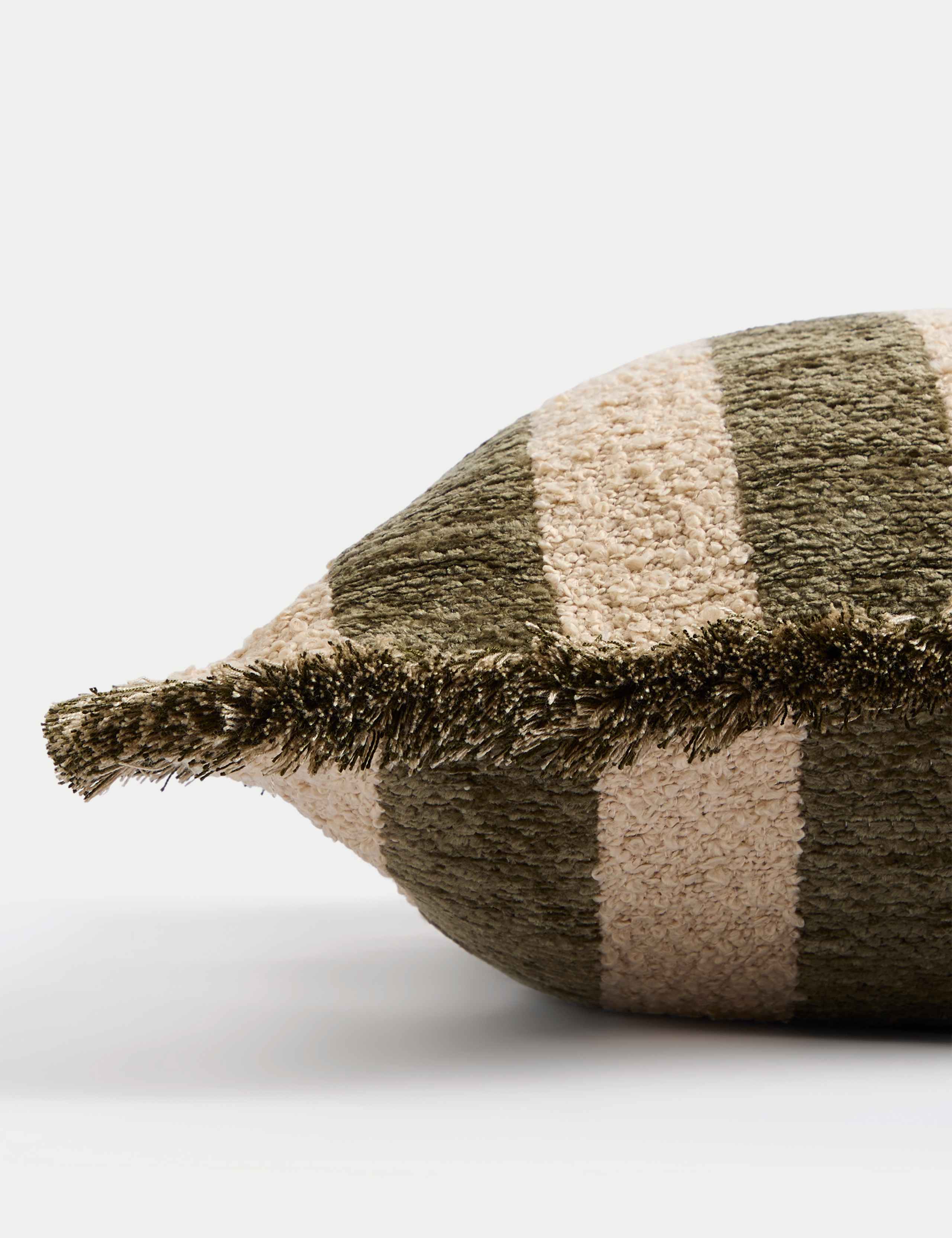 Chenille Striped Fringed Cushion 2 of 3