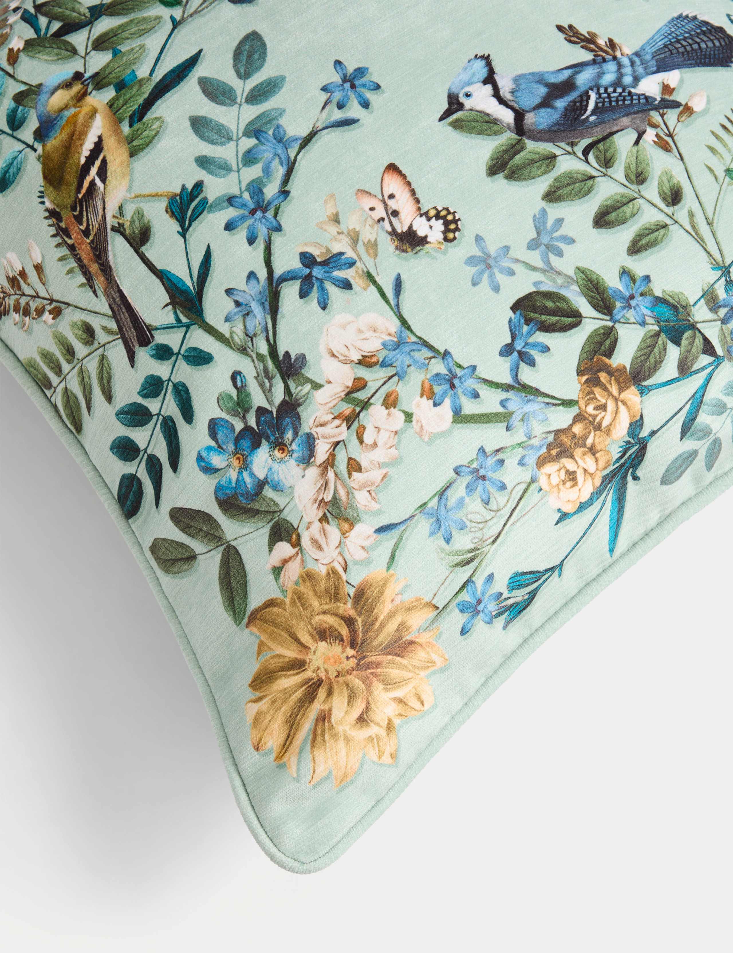 Chenille Bird Print Cushion 4 of 4