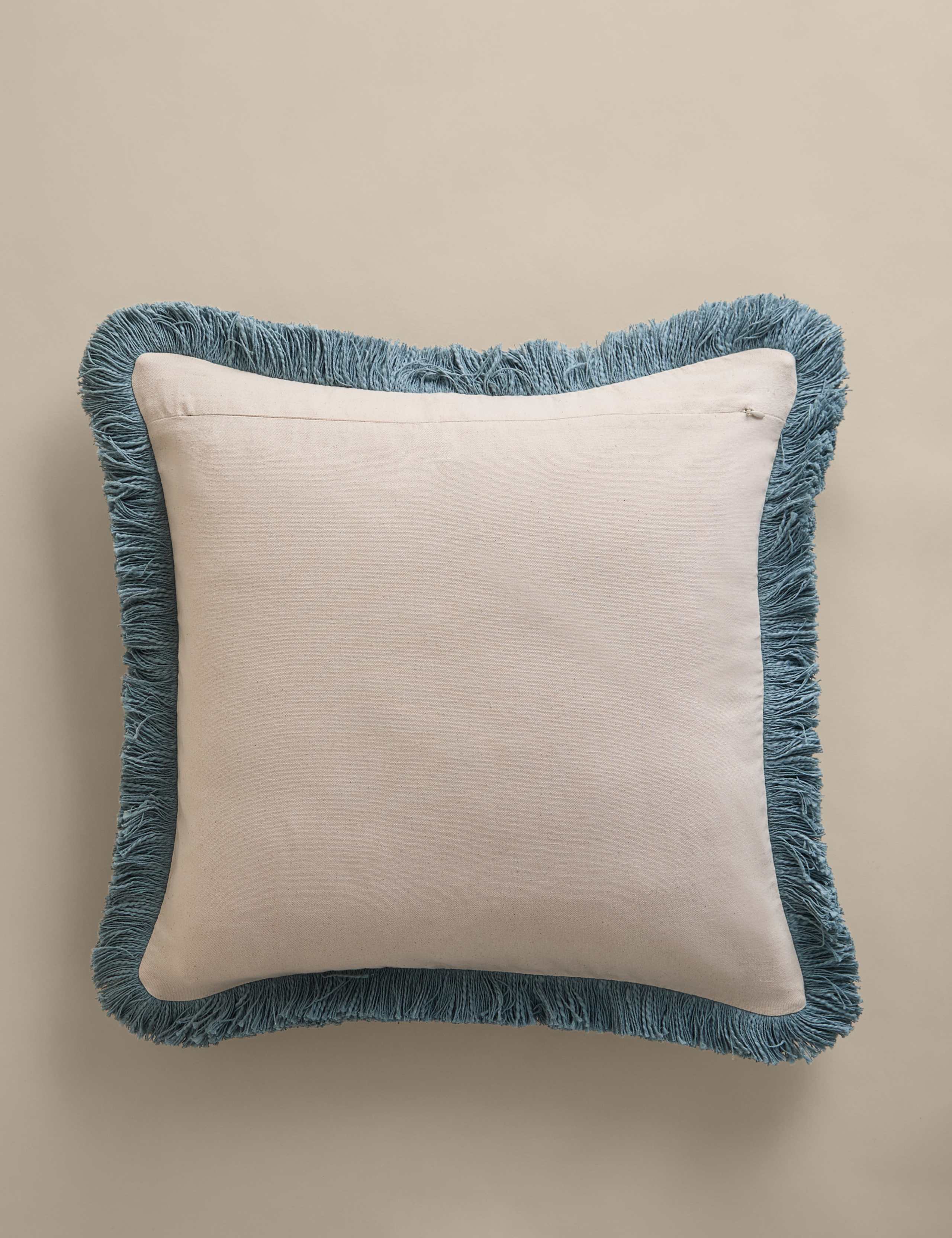Pure Cotton Textured Fringe Cushion 3 of 4