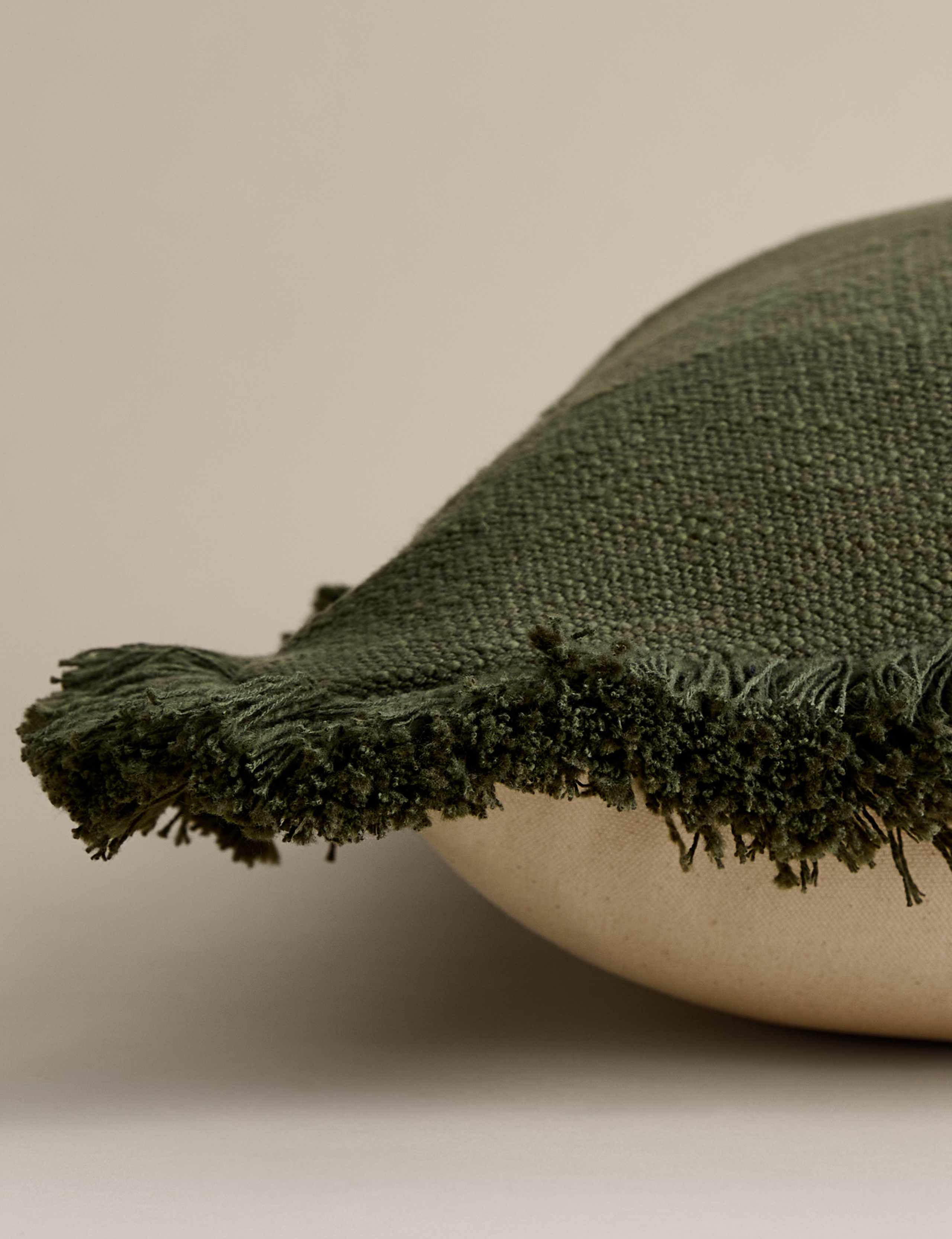 Pure Cotton Textured Fringe Cushion 2 of 4