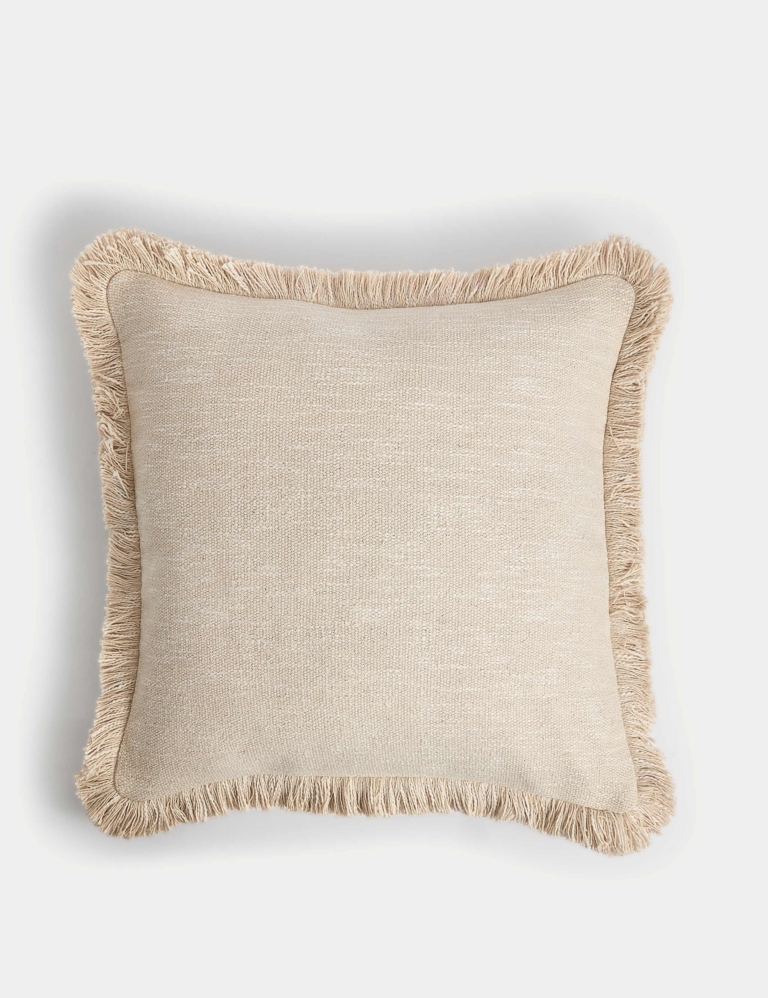 Pure Cotton Textured Fringe Cushion 1 of 4