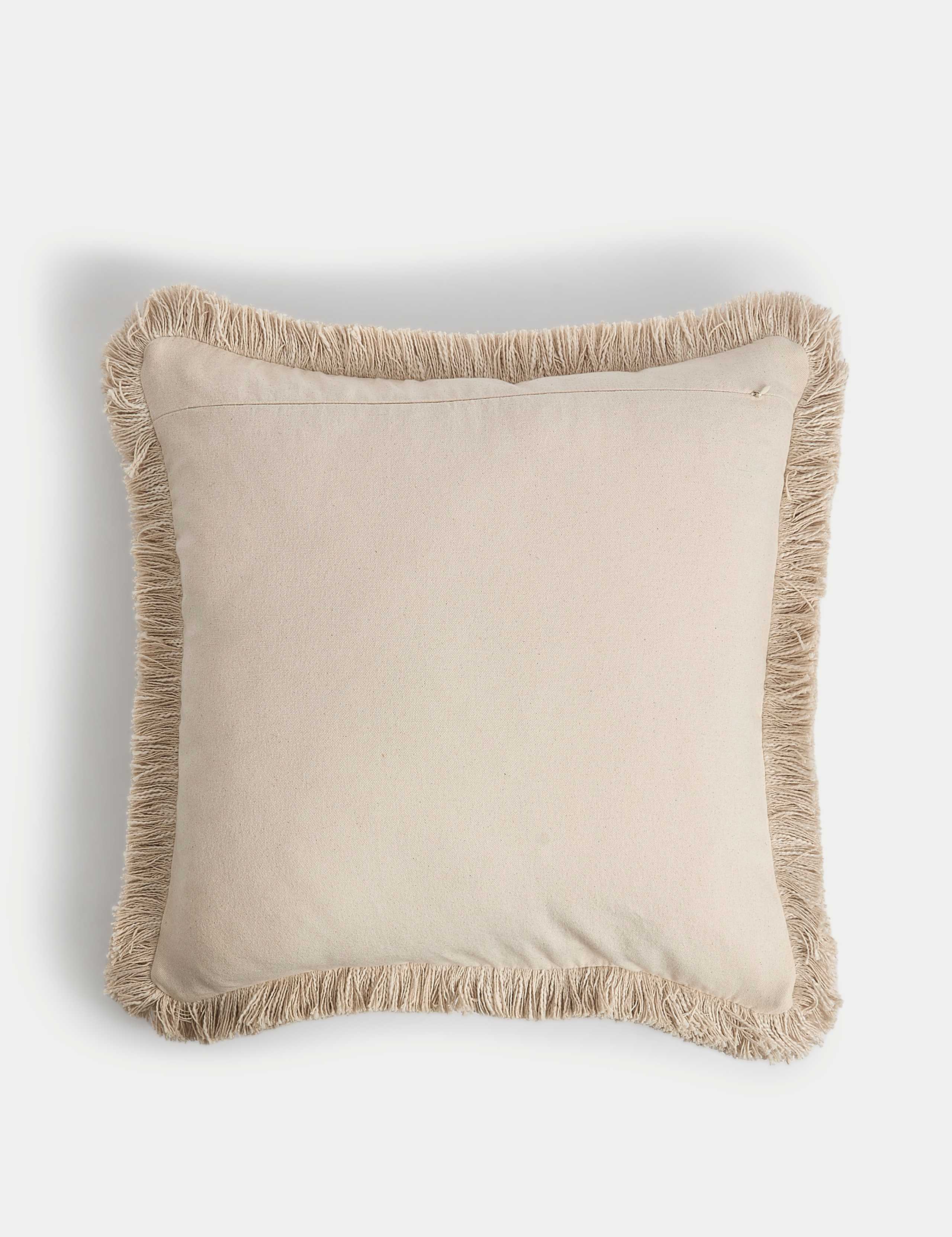 Pure Cotton Textured Fringe Cushion 3 of 4