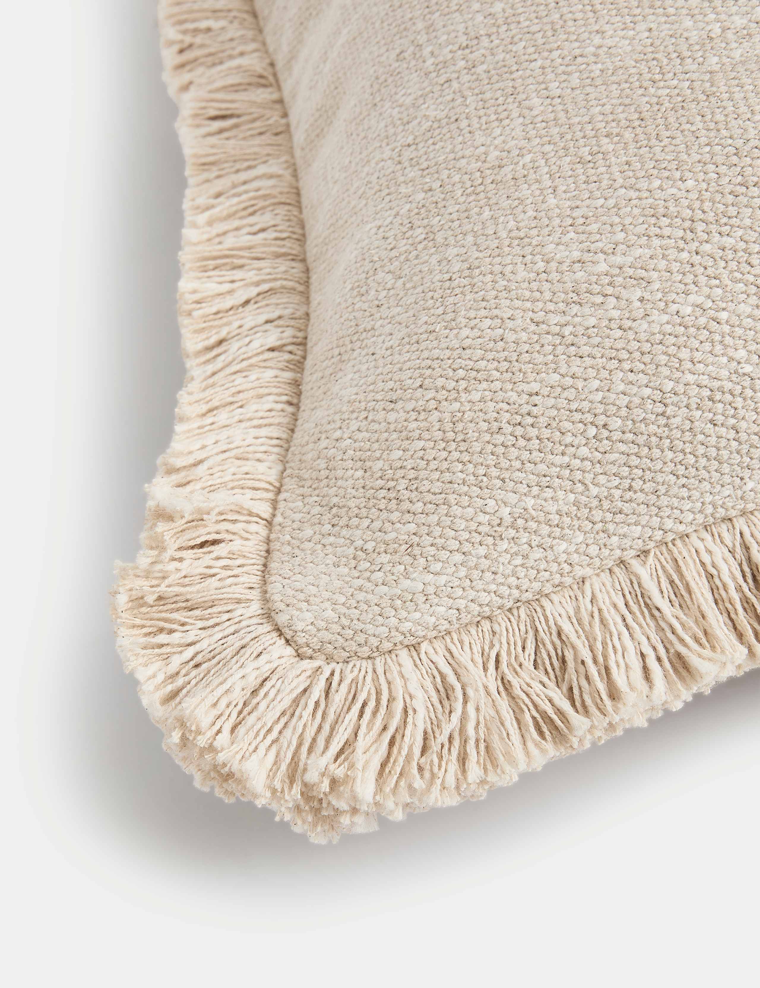 Pure Cotton Textured Fringe Cushion 4 of 4