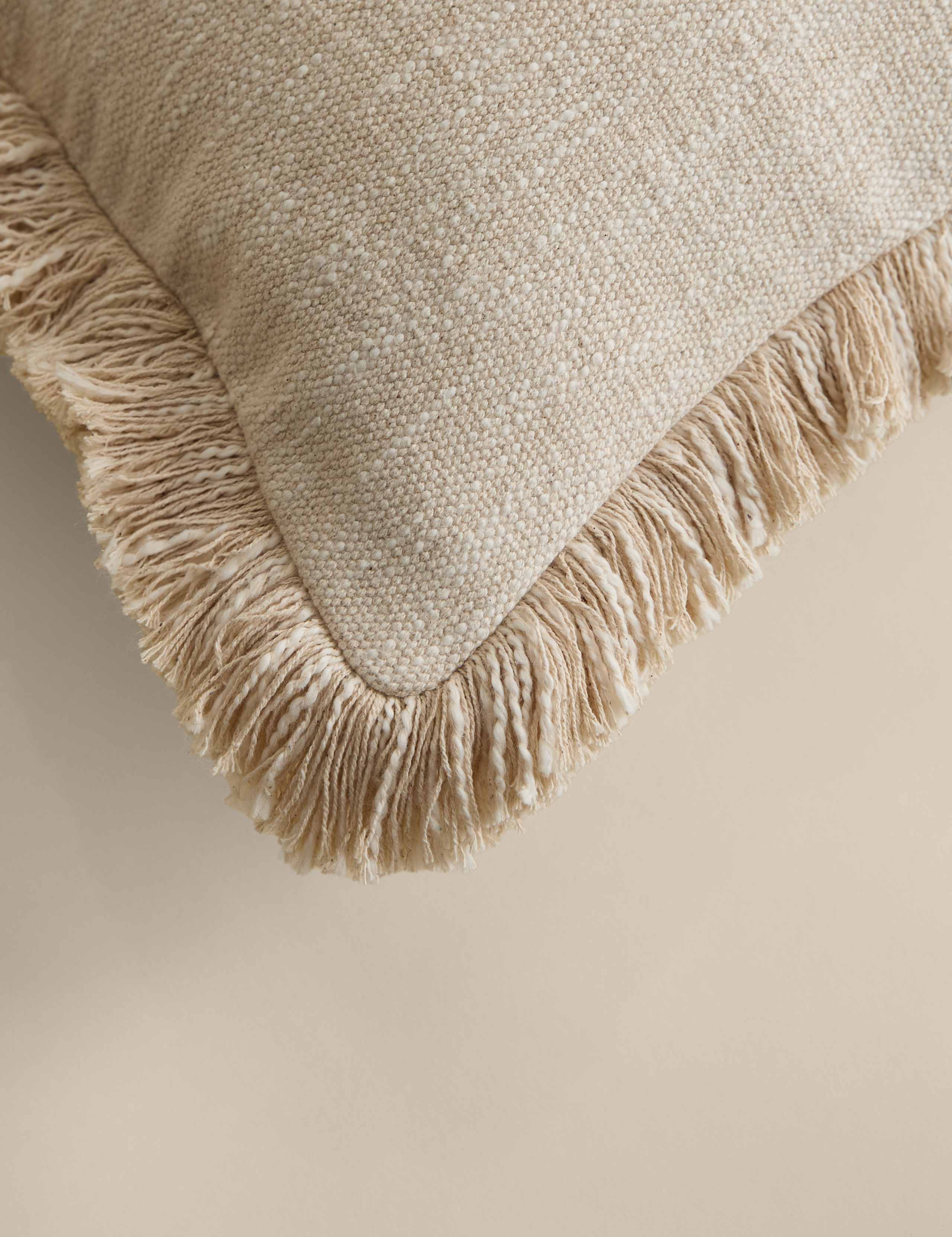 Pure Cotton Textured Fringed Bolster Cushion 4 of 4