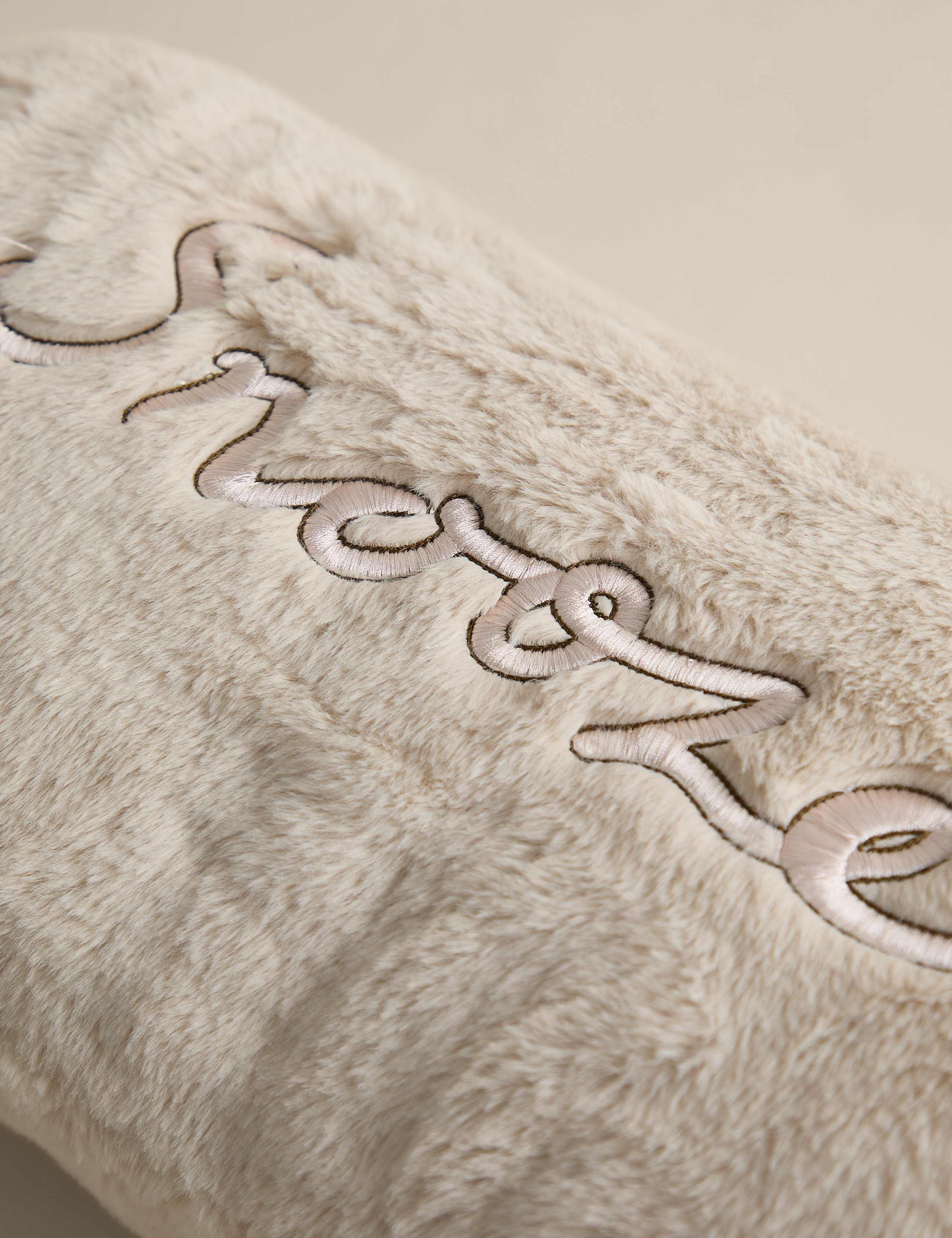 Faux Fur Snooze Slogan Bolster Cushion 5 of 5