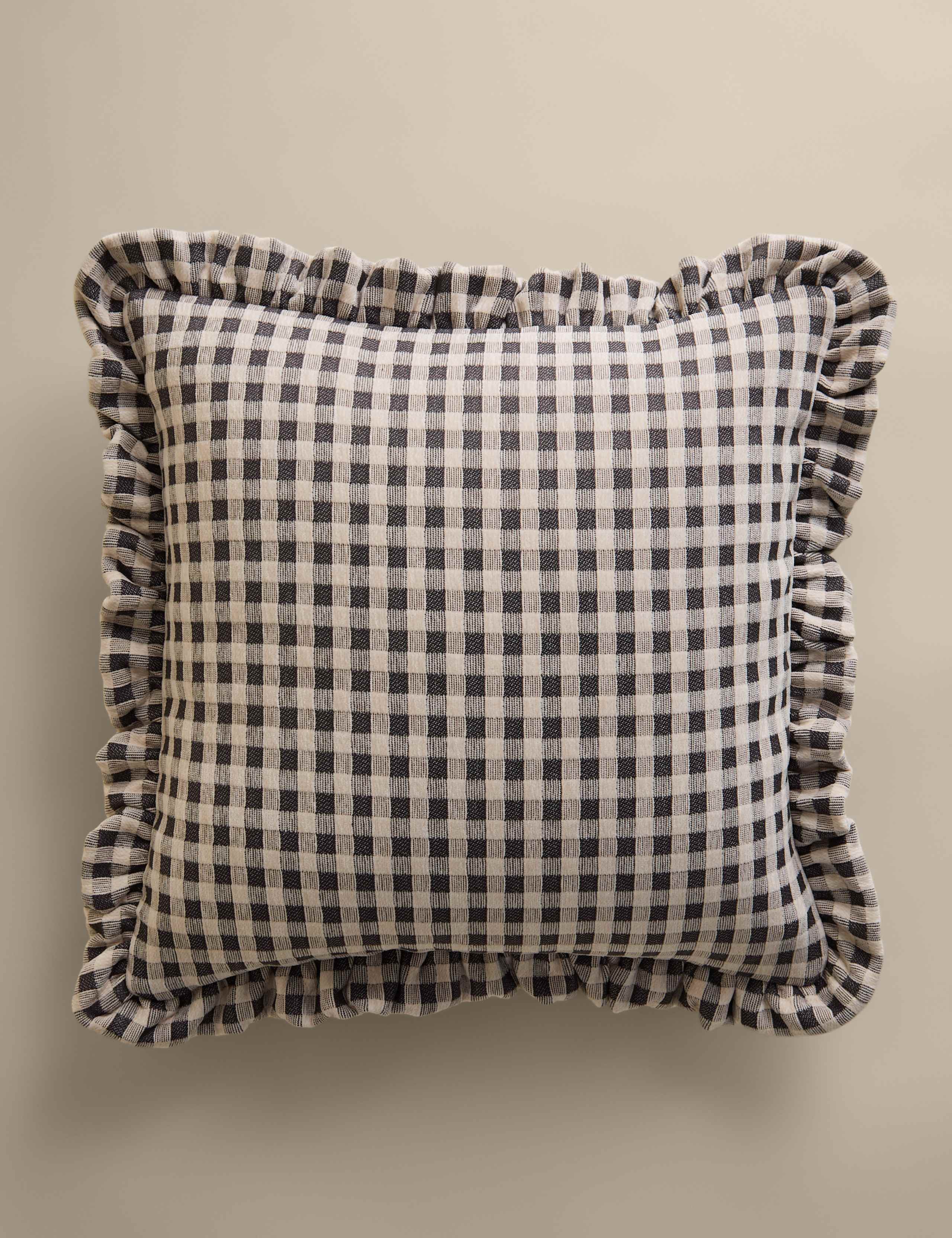 Chenille Woven Gingham Cushion 1 of 3