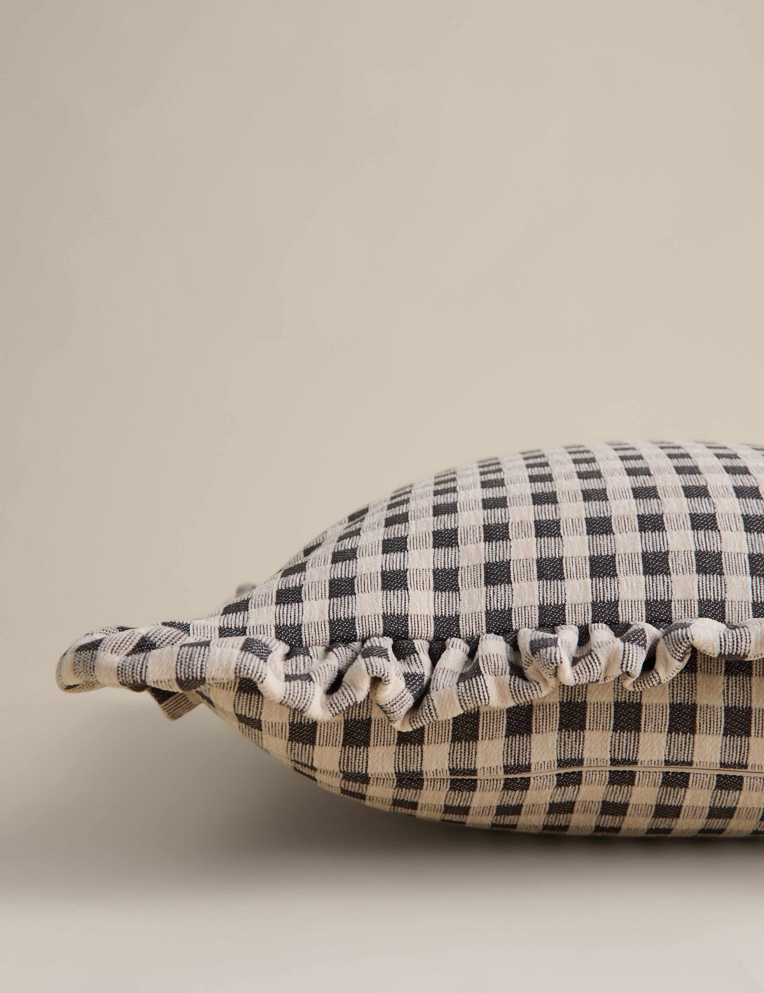 Chenille Woven Gingham Cushion 2 of 3