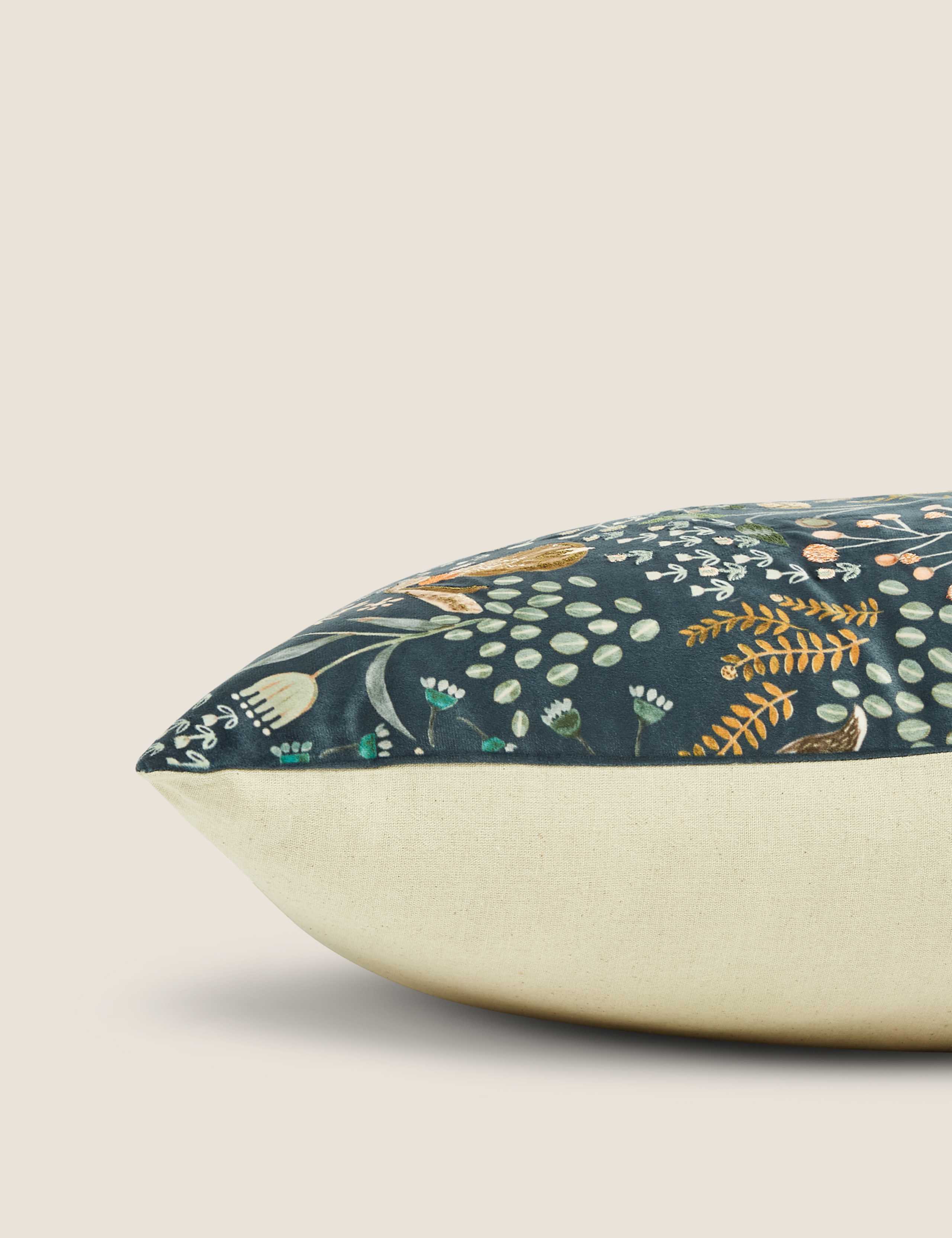 Woodland Print Embroidered Cushion 2 of 4