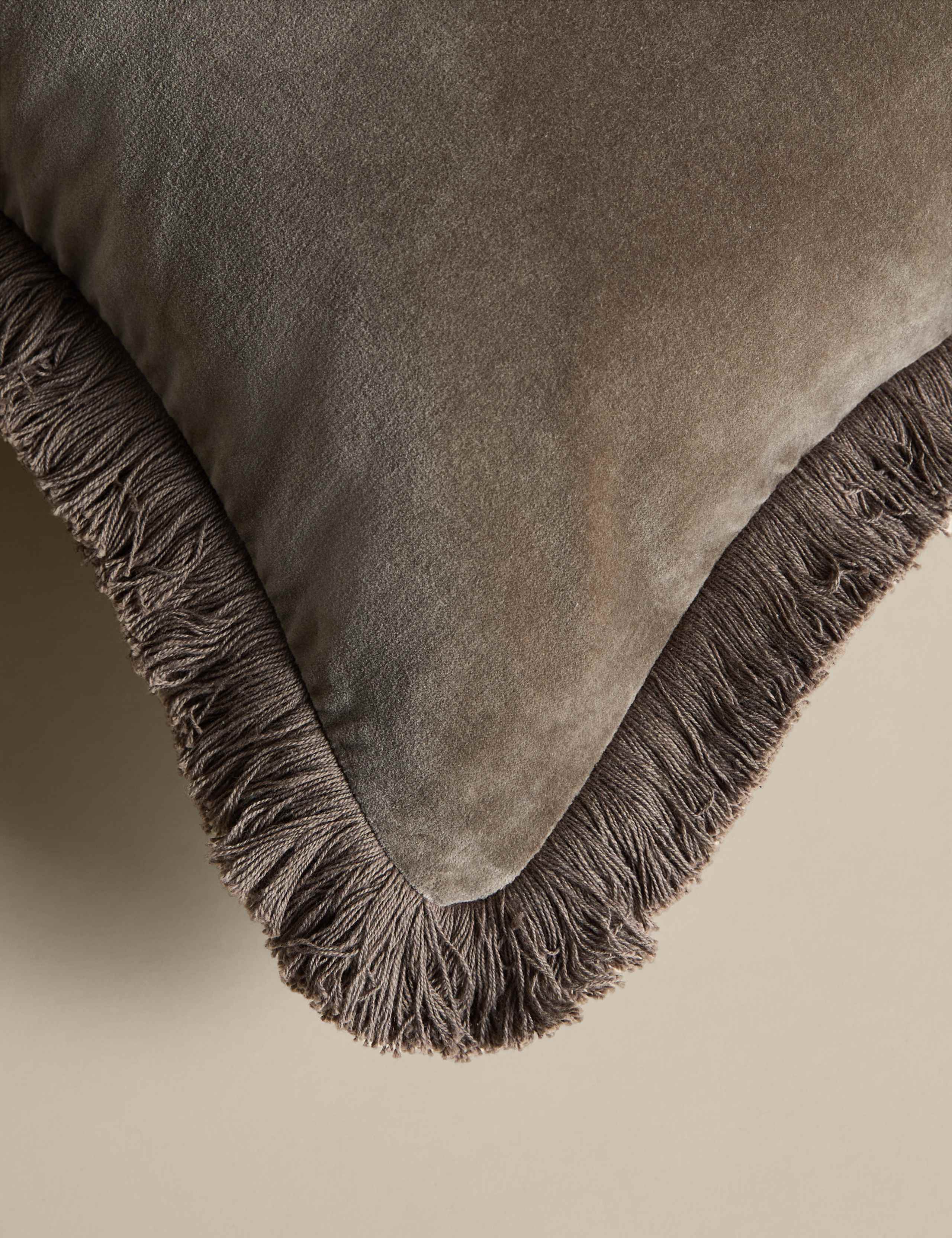 Pure Cotton Velvet Fringed Cushion 3 of 3